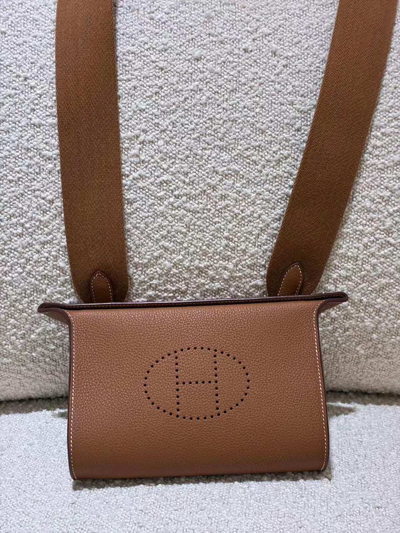 Excellent ( Rank SA ) HERMÈS Videpoches bag Gold (37) Togo Palladium hardware W (2024) - 6