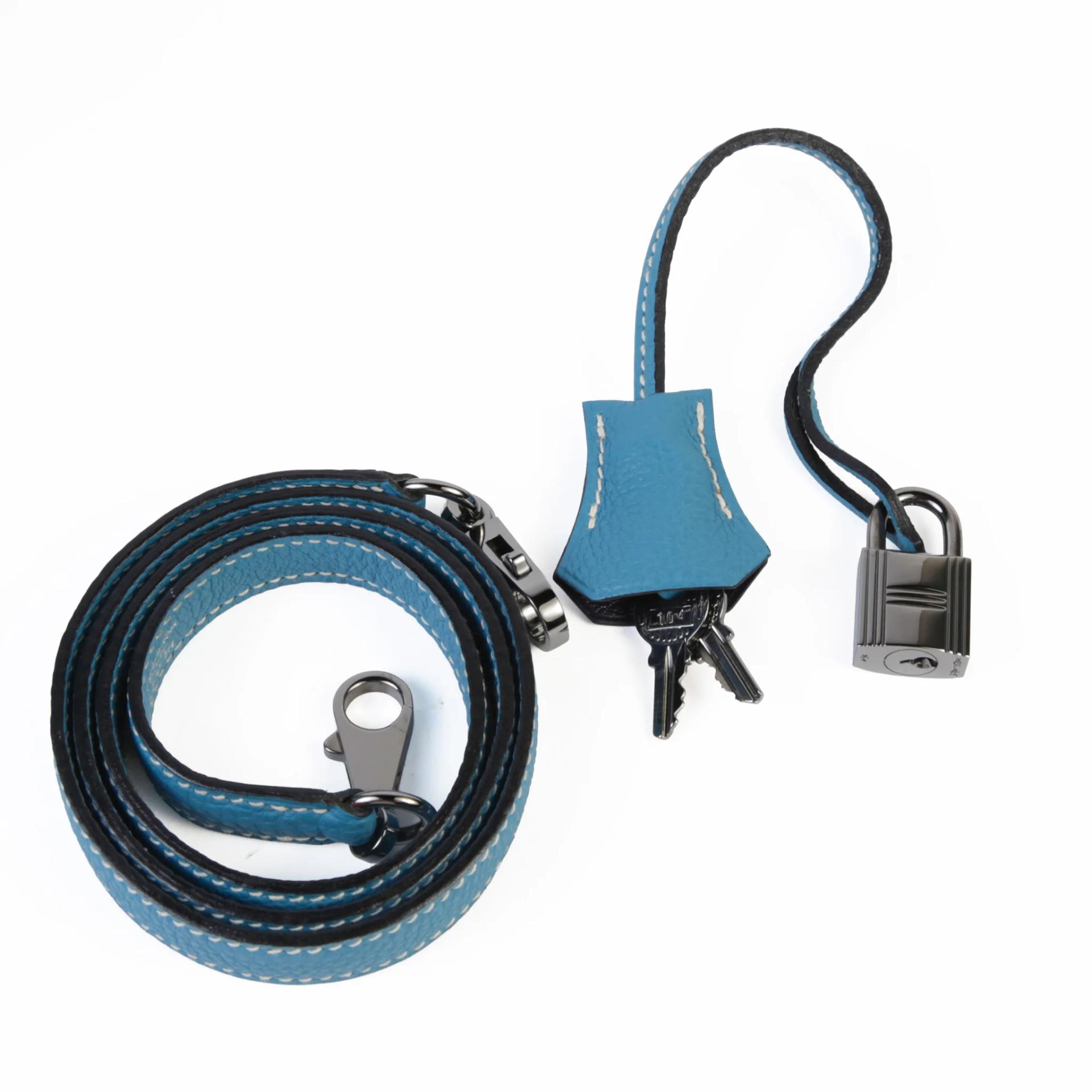 Excellent ( Rank SA ) HERMÈS Kelly 32 Verso Bleu Jean (75) Noir (89) Togo Ruthenium hardware Square J (2006) - 14