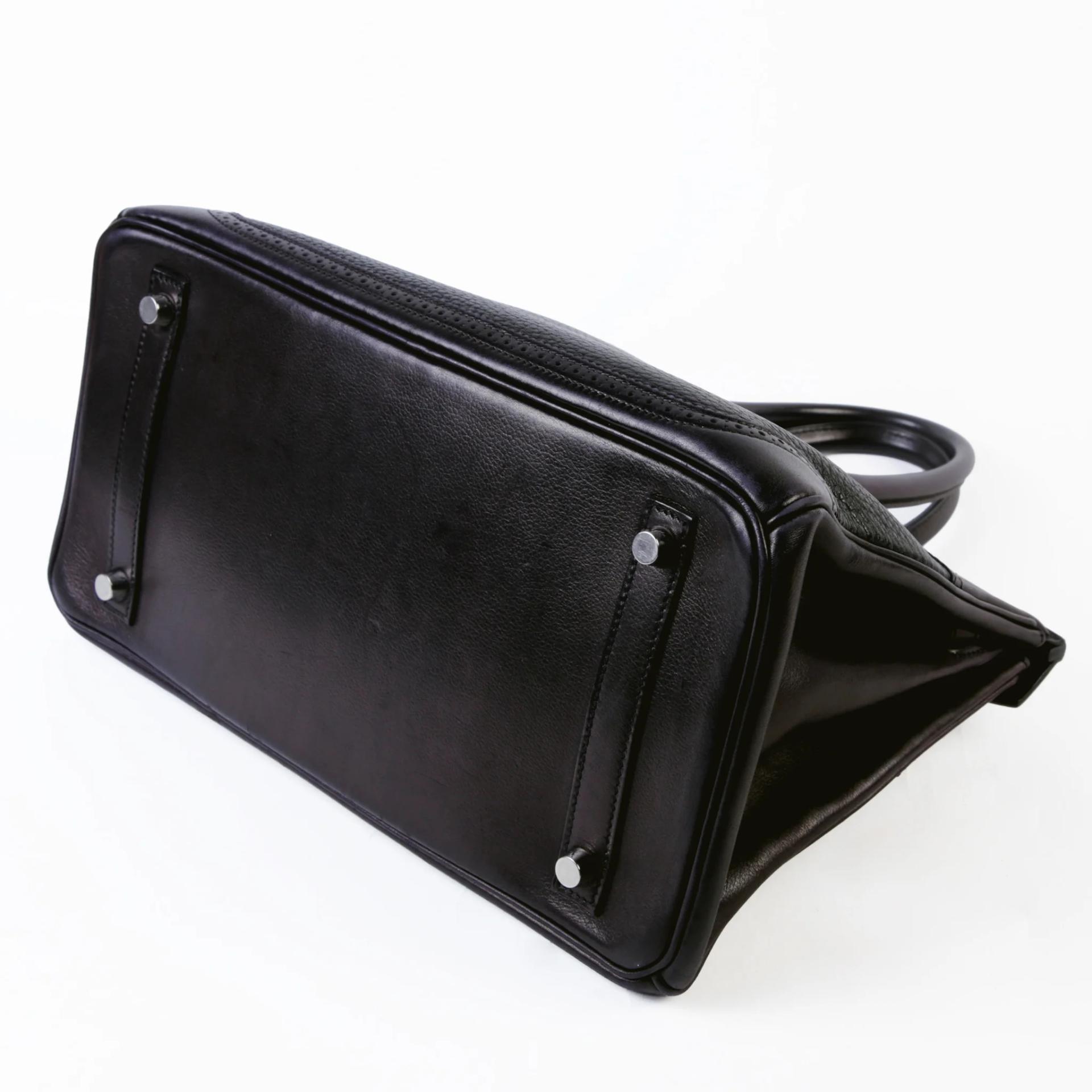 A美品 HERMÈS 愛馬仕 Birkin Ghillies 30 89 黑色 Noir (Black) 76 深藍 Bleu Indigo Clemence小牛皮 Evergrain皮 銀扣 T刻 2015年 - 7