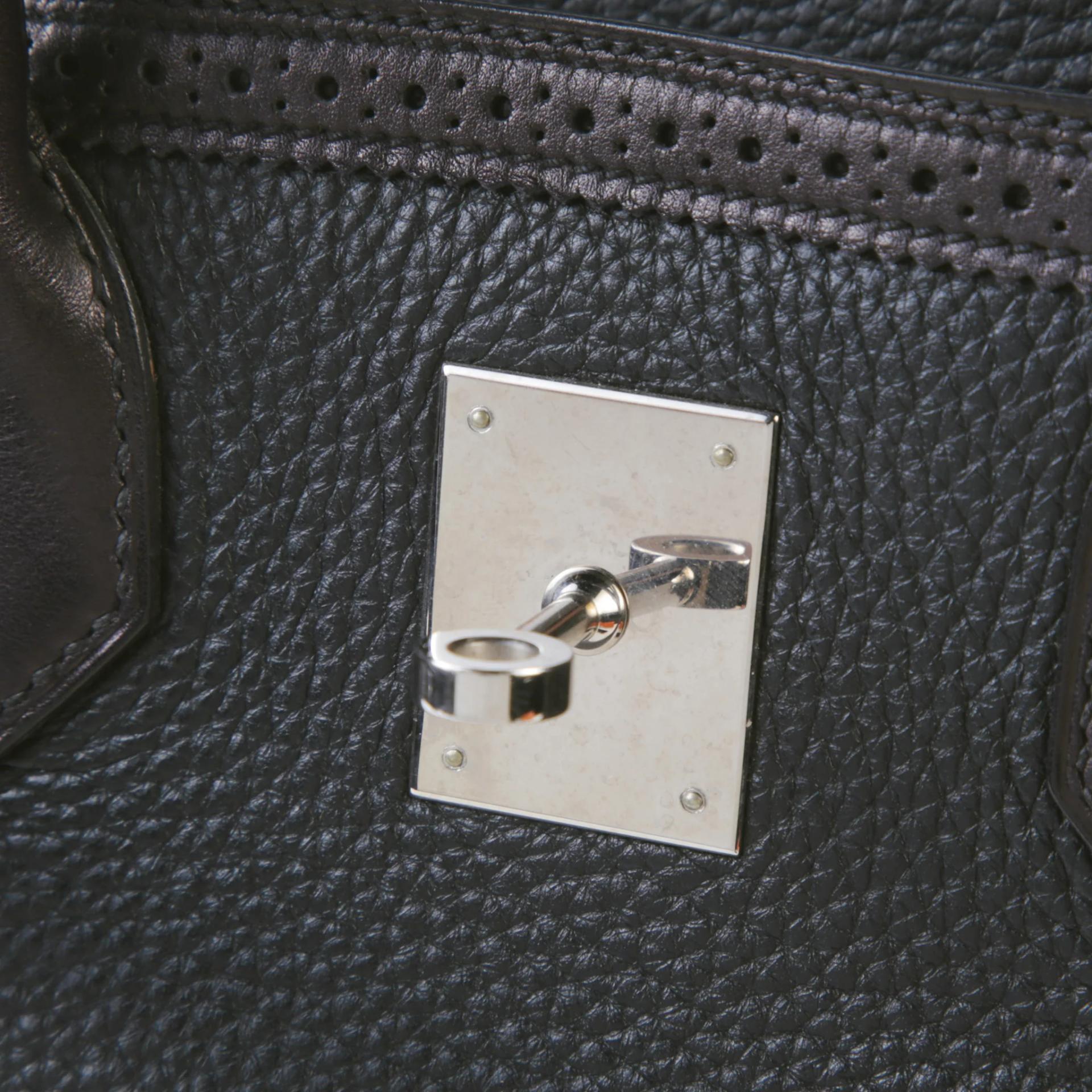 A美品 HERMÈS 愛馬仕 Birkin Ghillies 30 89 黑色 Noir (Black) 76 深藍 Bleu Indigo Clemence小牛皮 Evergrain皮 銀扣 T刻 2015年 - 9