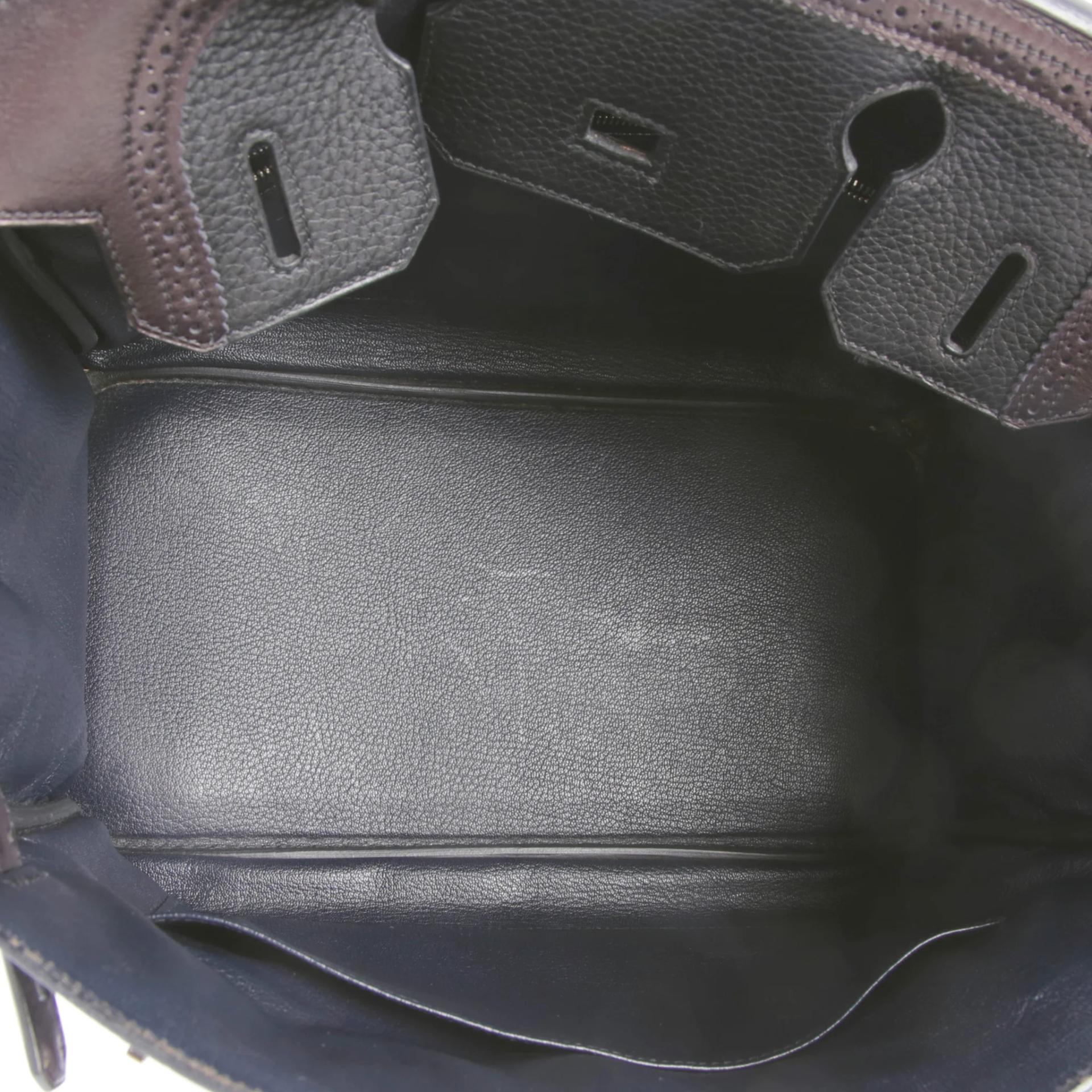A美品 HERMÈS 愛馬仕 Birkin Ghillies 30 89 黑色 Noir (Black) 76 深藍 Bleu Indigo Clemence小牛皮 Evergrain皮 銀扣 T刻 2015年 - 12