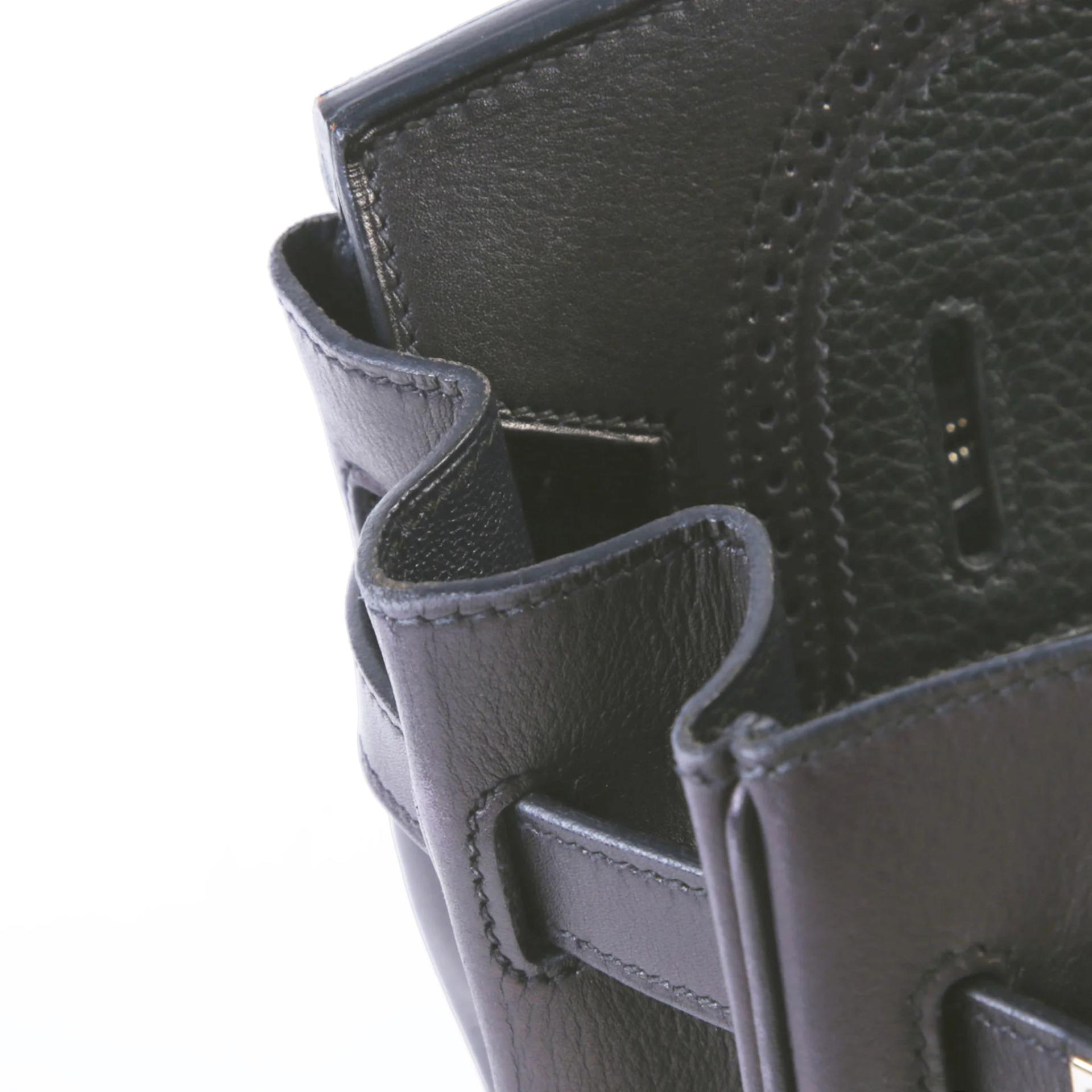 A美品 HERMÈS 愛馬仕 Birkin Ghillies 30 89 黑色 Noir (Black) 76 深藍 Bleu Indigo Clemence小牛皮 Evergrain皮 銀扣 T刻 2015年 - 14