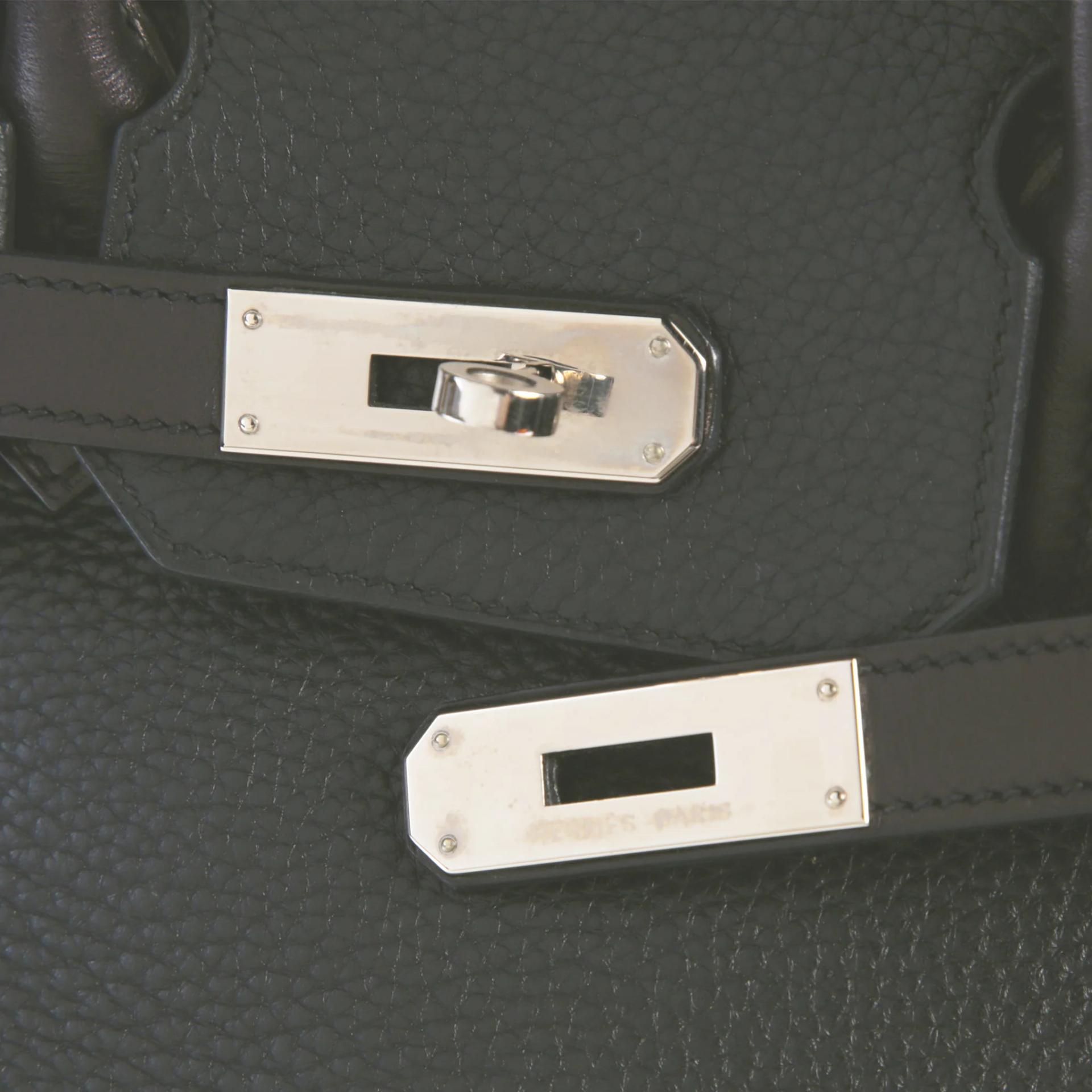 A美品 HERMÈS 愛馬仕 Birkin Ghillies 30 89 黑色 Noir (Black) 76 深藍 Bleu Indigo Clemence小牛皮 Evergrain皮 銀扣 T刻 2015年 - 8