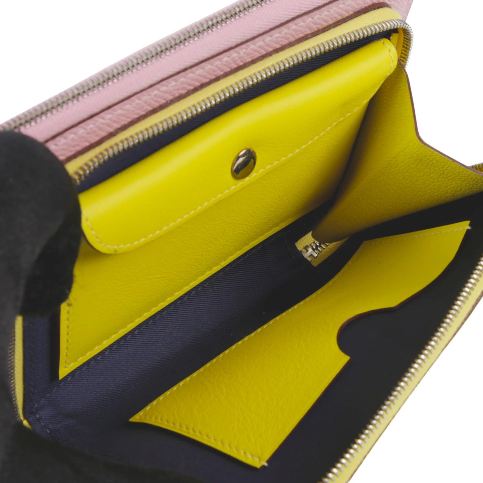 Excellent ( Rank SA ) HERMÈS Nouveau To Go wallet Mauve Sylvestre (X9) Lime (9R) Cuivre (6C) Epsom Swift Palladium hardware B (2023) - 8