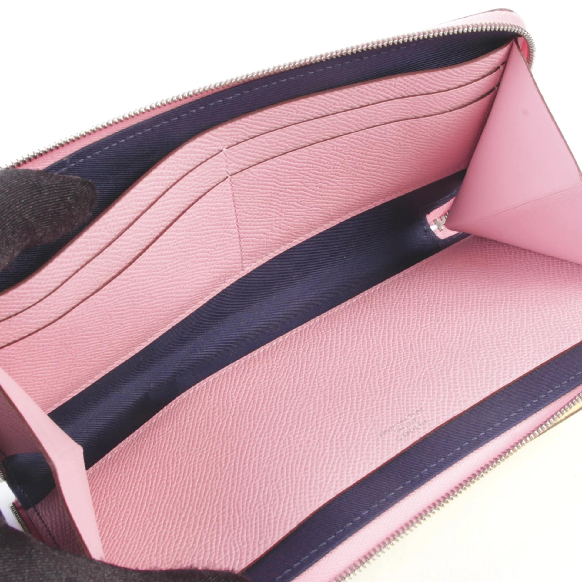 Excellent ( Rank SA ) HERMÈS Nouveau To Go wallet Mauve Sylvestre (X9) Lime (9R) Cuivre (6C) Epsom Swift Palladium hardware B (2023) - 9