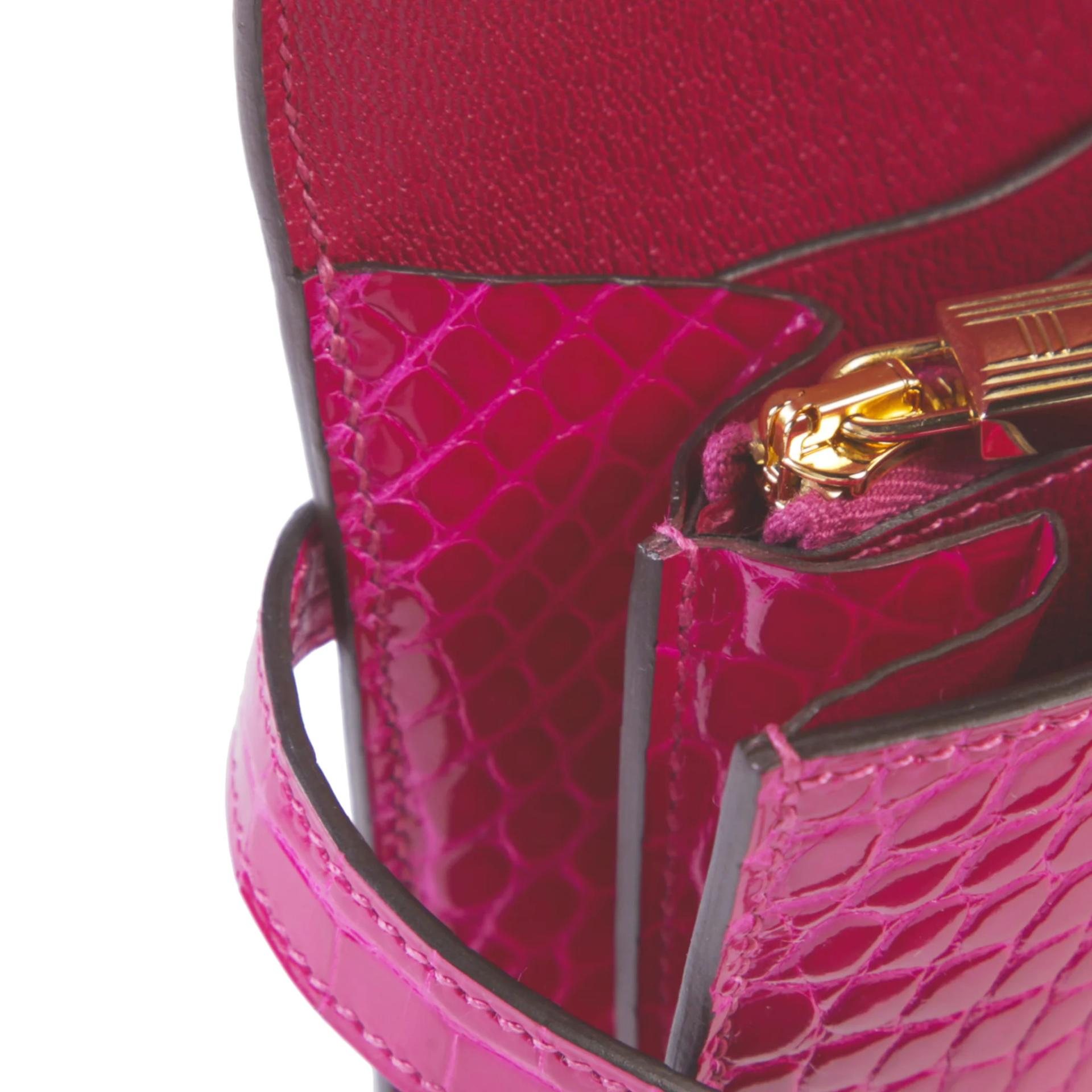 Very Good ( Rank A) HERMÈS Kelly Long wallet Rose Scheherazade (J5) Alligator Gold hardware D (2019) - 12