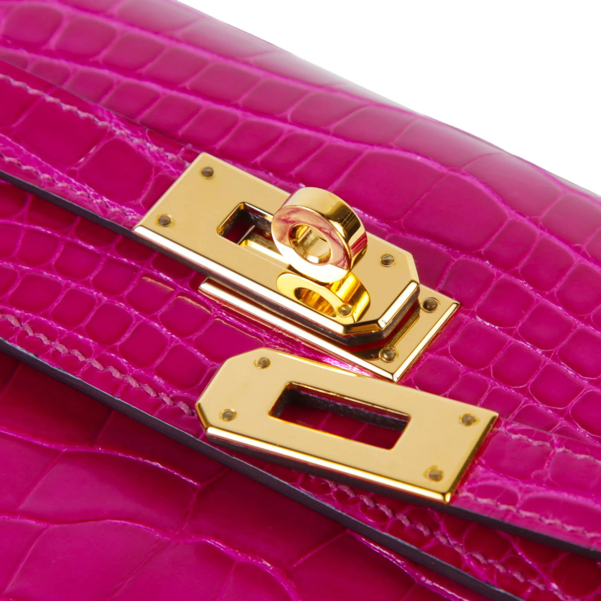 Very Good ( Rank A) HERMÈS Kelly Long wallet Rose Scheherazade (J5) Alligator Gold hardware D (2019) - 7