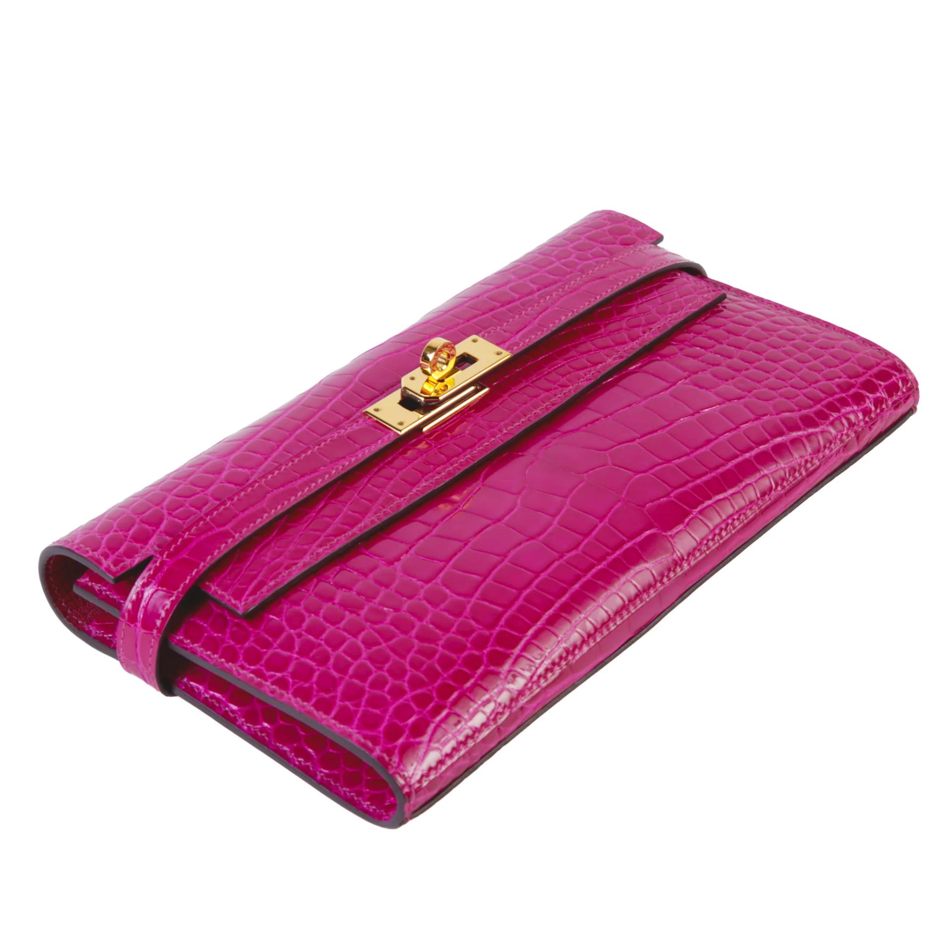Very Good ( Rank A) HERMÈS Kelly Long wallet Rose Scheherazade (J5) Alligator Gold hardware D (2019) - 3