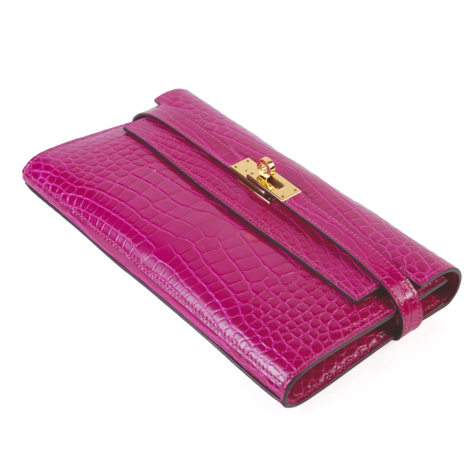 Very Good ( Rank A) HERMÈS Kelly Long wallet Rose Scheherazade (J5) Alligator Gold hardware D (2019) - 4