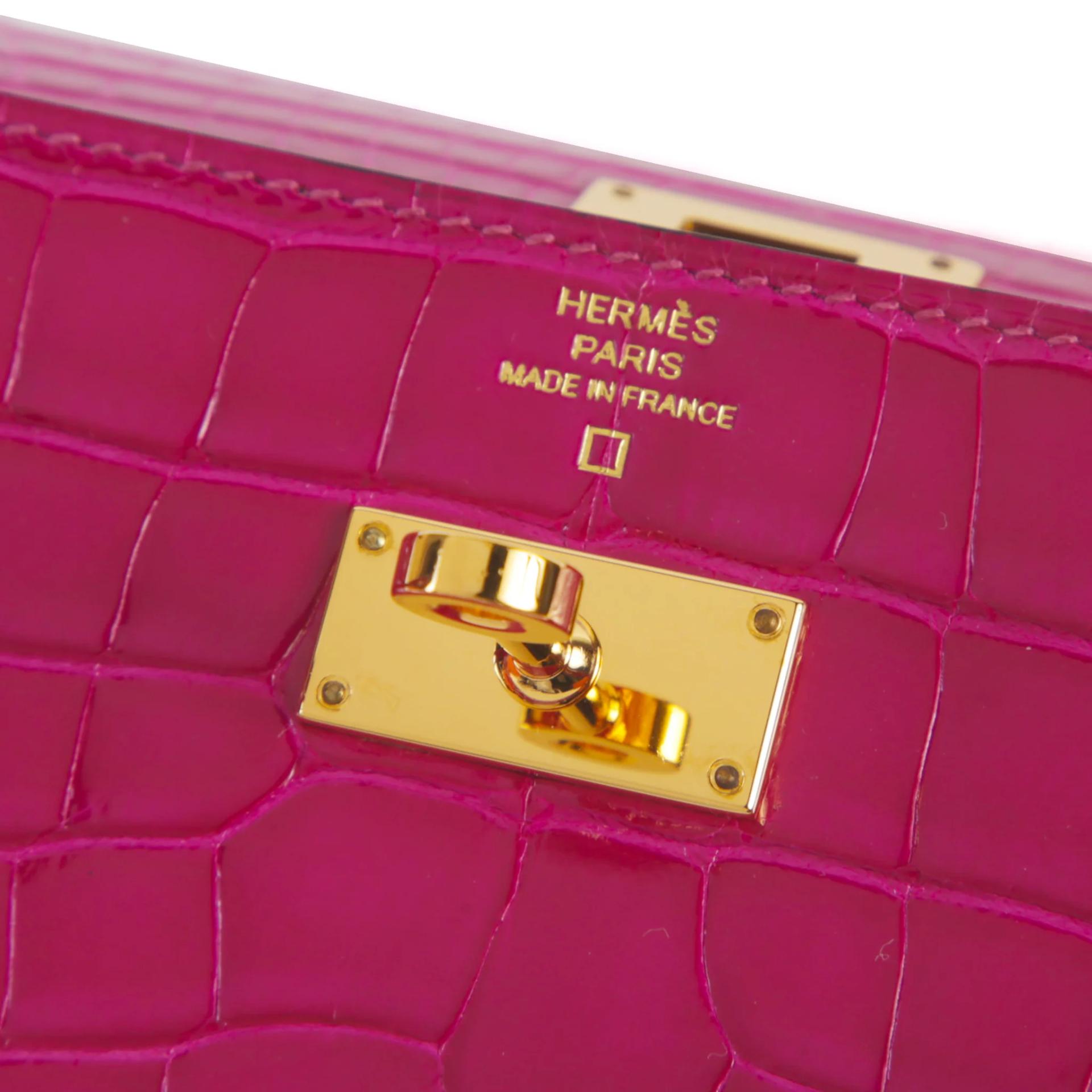 Very Good ( Rank A) HERMÈS Kelly Long wallet Rose Scheherazade (J5) Alligator Gold hardware D (2019) - 8