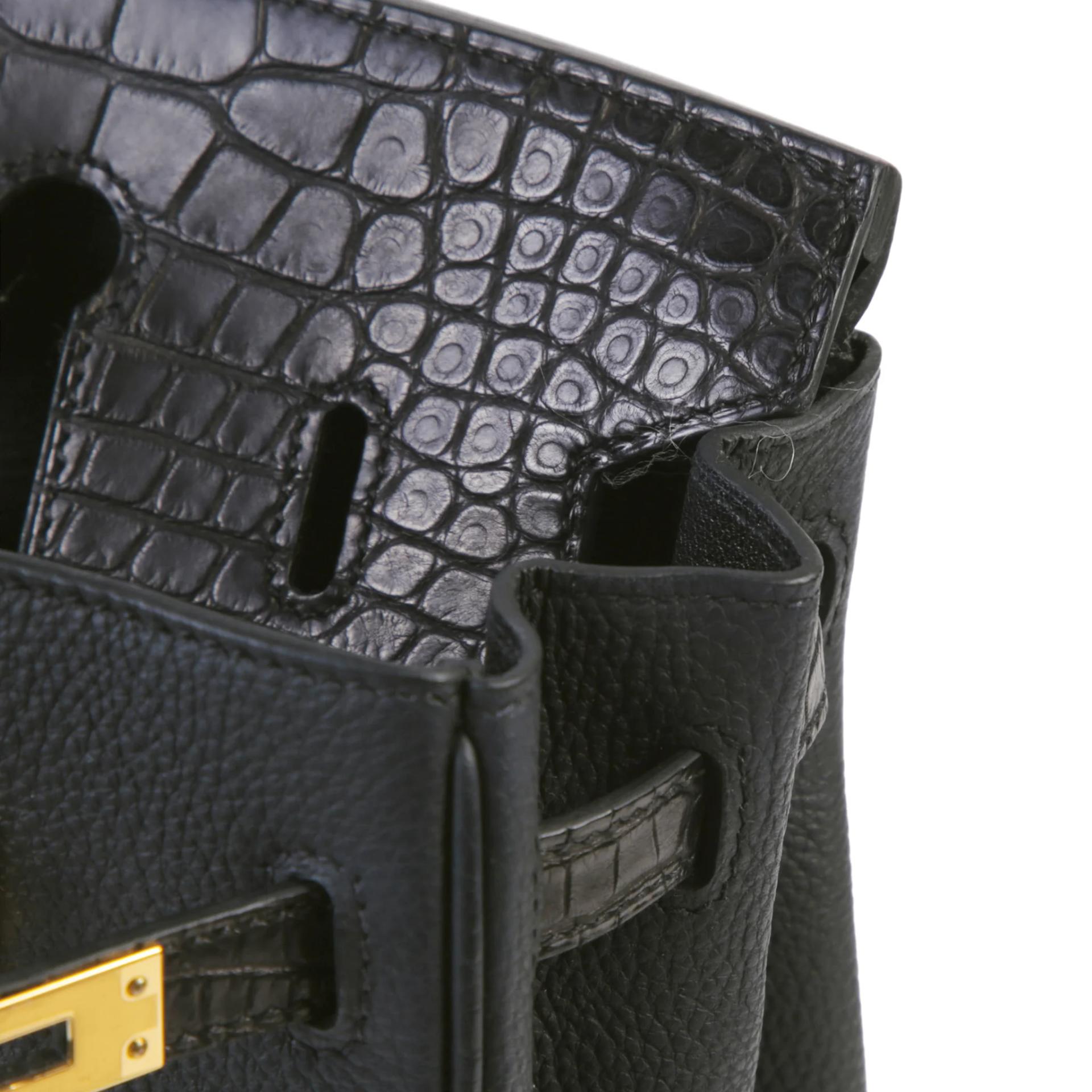 Brand New ( Rank N ) HERMÈS Birkin 25 Touch Noir (89) Togo Matte Alligator Gold hardware K (2025) - 11
