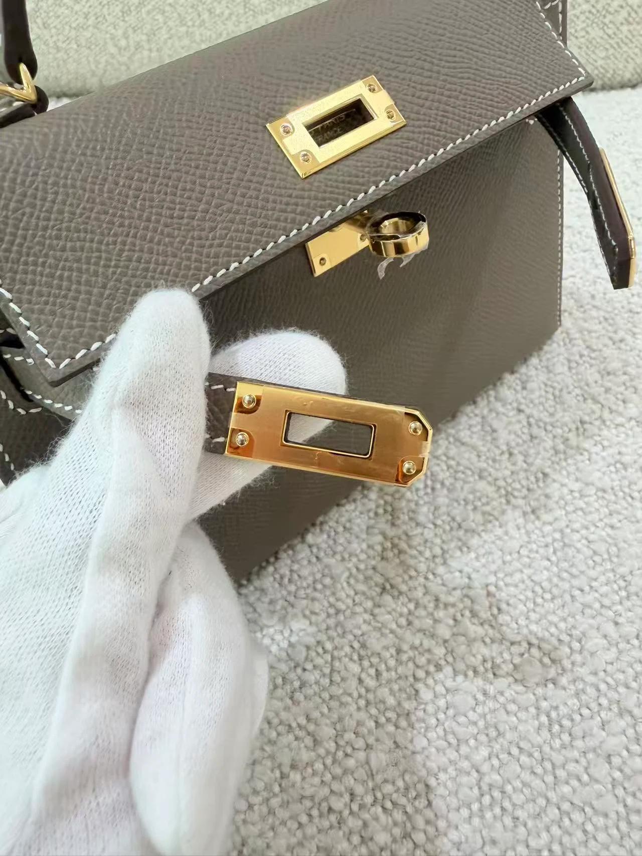 Brand New ( Rank N ) HERMÈS Mini Kelly II Etoupe (18) Epsom Gold hardware G (2026) - 18