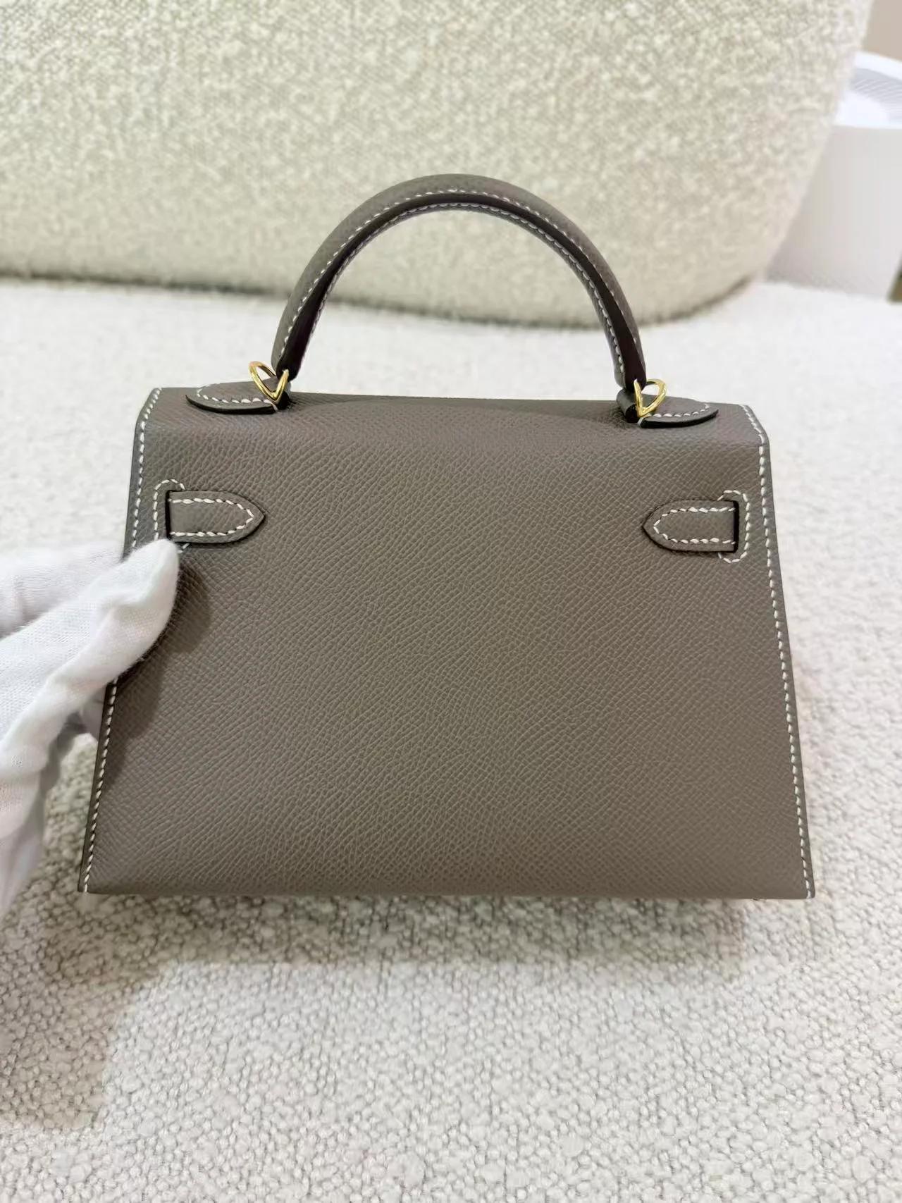 Brand New ( Rank N ) HERMÈS Mini Kelly II Etoupe (18) Epsom Gold hardware G (2026) - 7