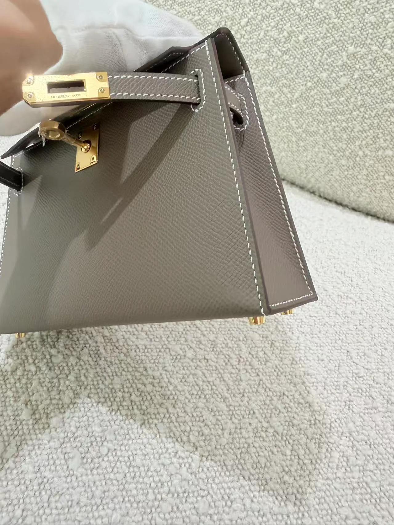 Brand New ( Rank N ) HERMÈS Mini Kelly II Etoupe (18) Epsom Gold hardware G (2026) - 12