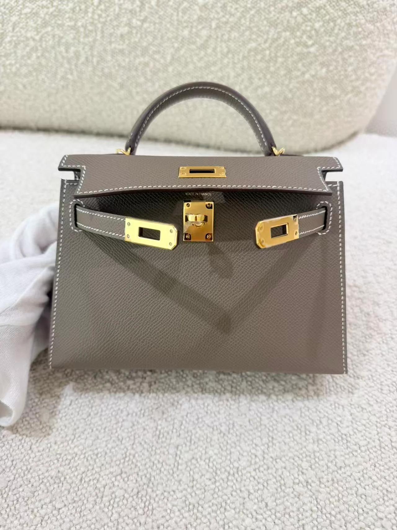 Brand New ( Rank N ) HERMÈS Mini Kelly II Etoupe (18) Epsom Gold hardware G (2026) - 6