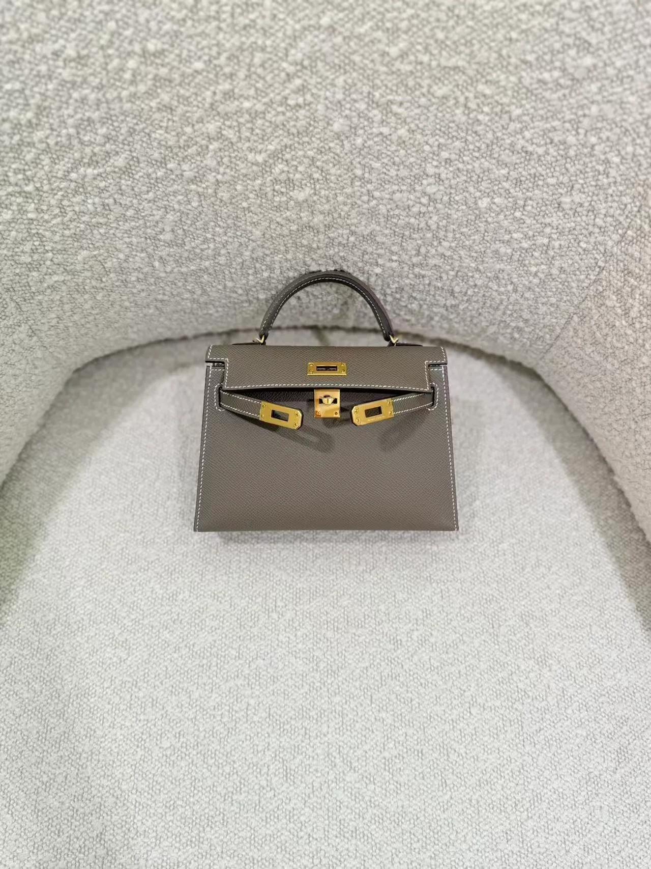 Brand New ( Rank N ) HERMÈS Mini Kelly II Etoupe (18) Epsom Gold hardware G (2026) - 4