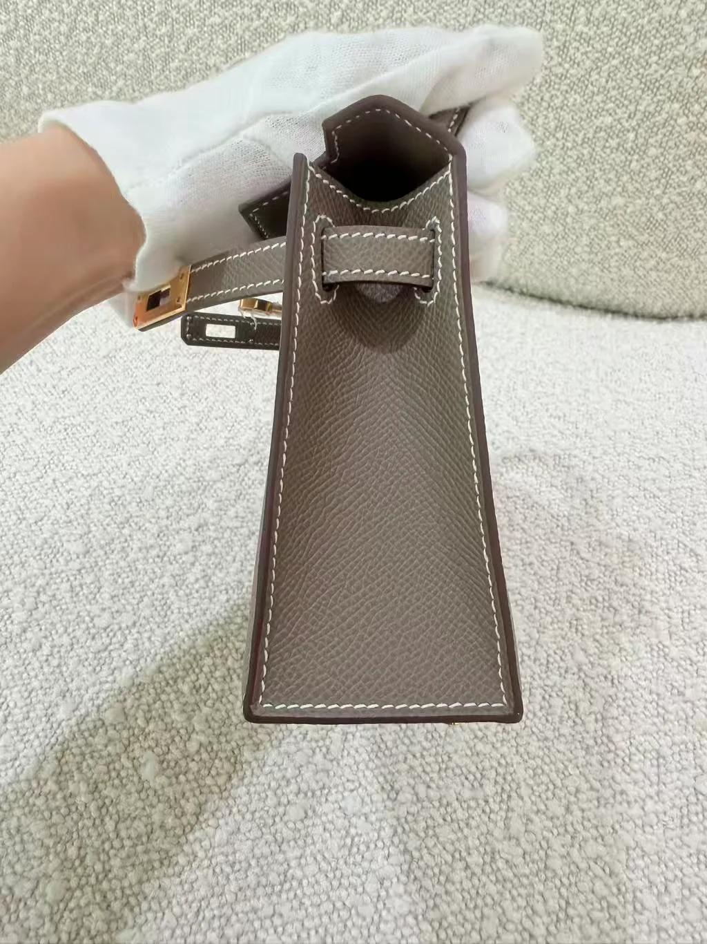 Brand New ( Rank N ) HERMÈS Mini Kelly II Etoupe (18) Epsom Gold hardware G (2026) - 13