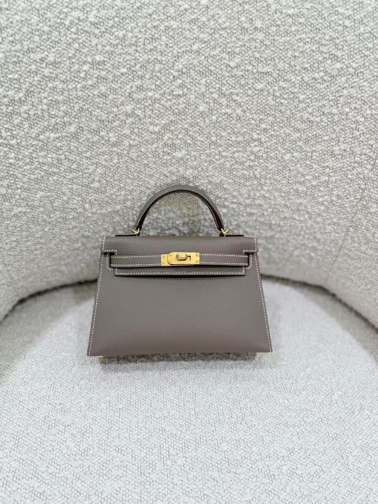 Brand New ( Rank N ) HERMÈS Mini Kelly II Etoupe (18) Epsom Gold hardware G (2026) - 3