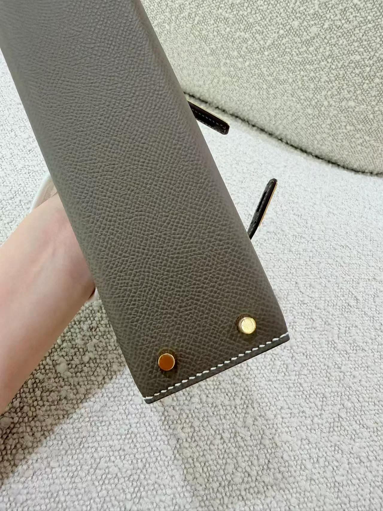 Brand New ( Rank N ) HERMÈS Mini Kelly II Etoupe (18) Epsom Gold hardware G (2026) - 16