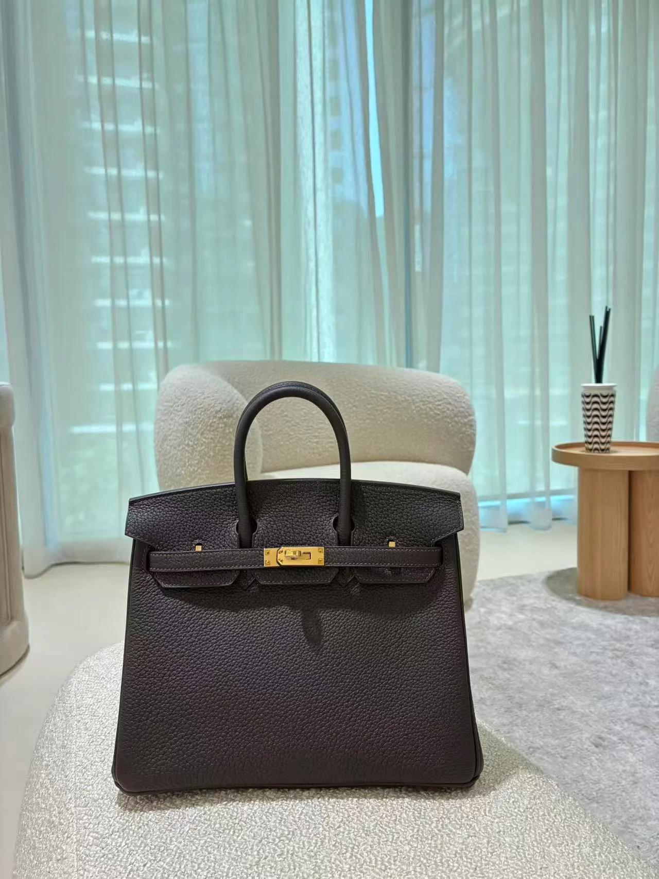 全新 HERMÈS 愛馬仕 Birkin 25 T3 棗棕色 Bai Brun Togo小牛皮 金扣 G刻 2026年 - 4