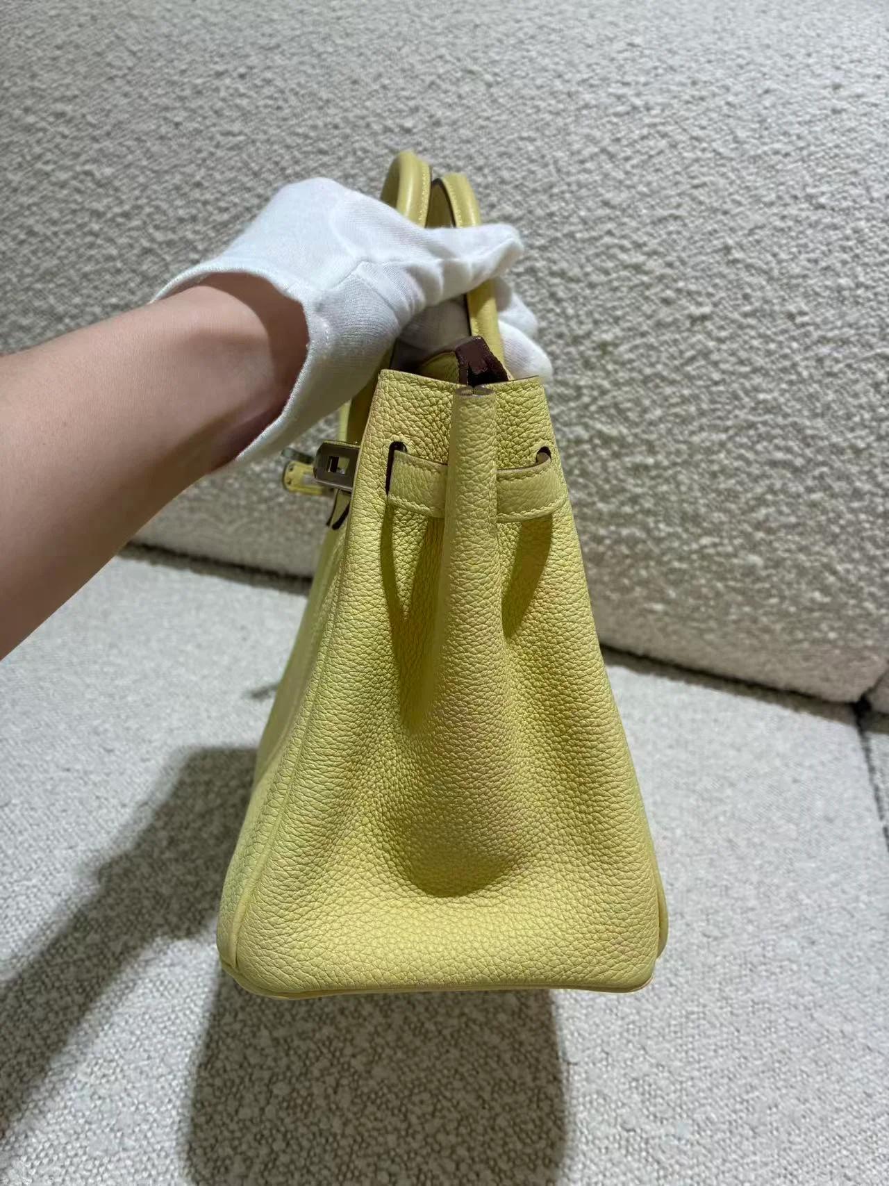 未使用保存品 HERMÈS 愛馬仕 Birkin 25 1Z 小雞黃 Jaune Poussin Togo小牛皮 銀扣 B刻 2023年 - 7