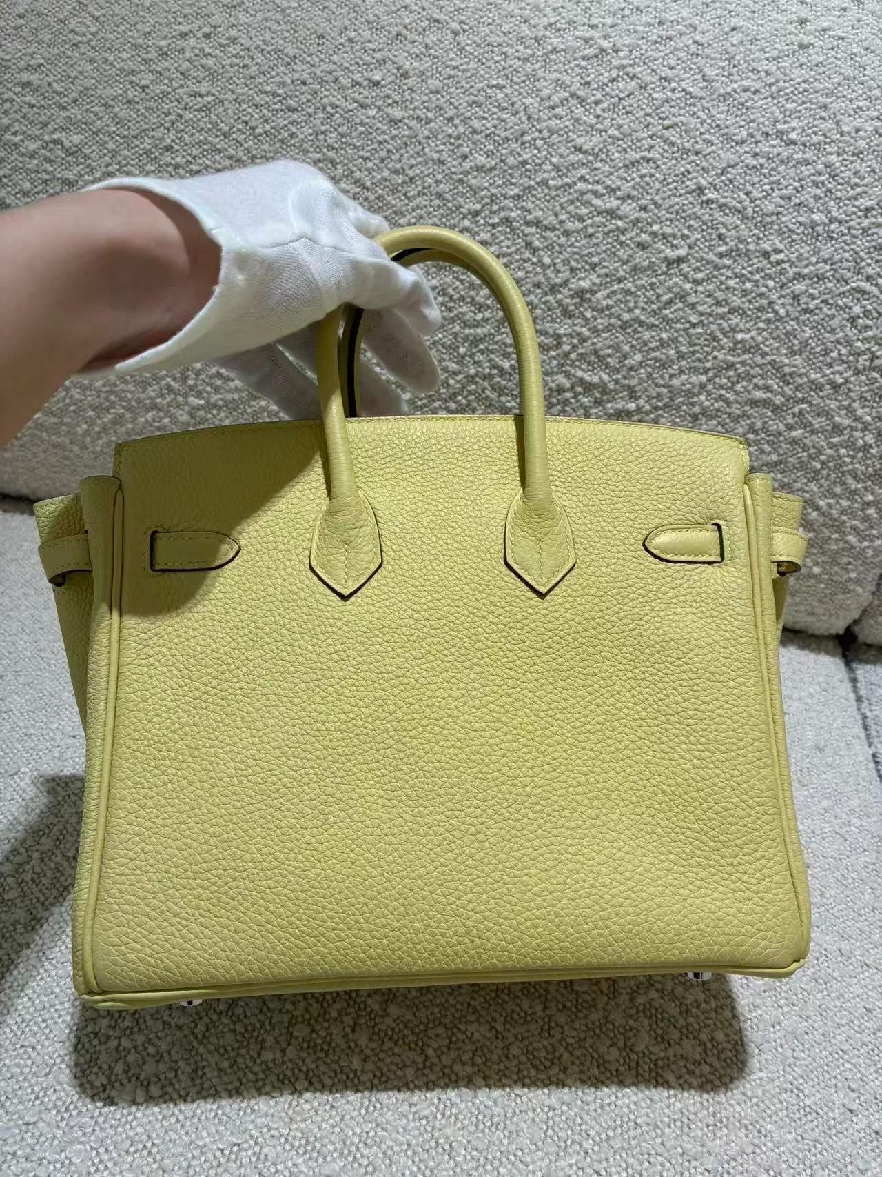未使用保存品 HERMÈS 愛馬仕 Birkin 25 1Z 小雞黃 Jaune Poussin Togo小牛皮 銀扣 B刻 2023年 - 6