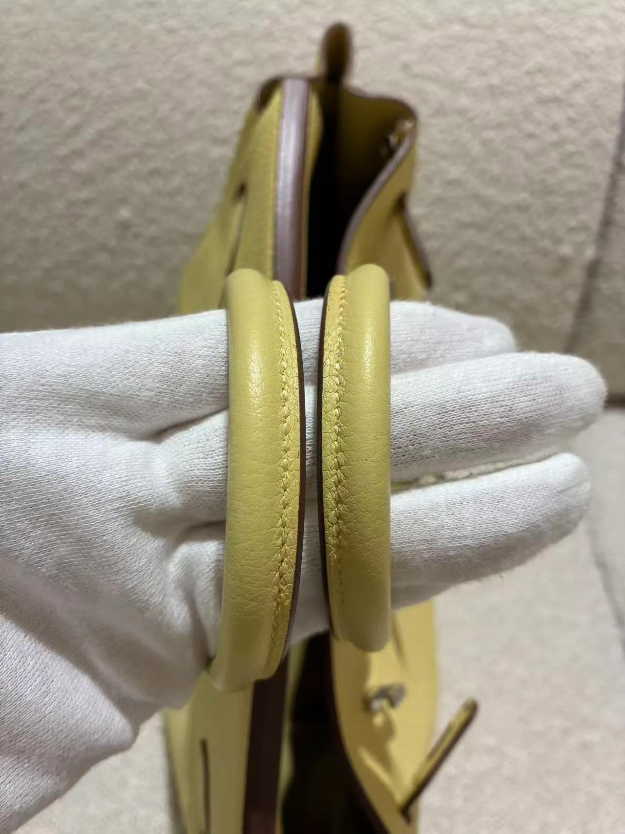 未使用保存品 HERMÈS 愛馬仕 Birkin 25 1Z 小雞黃 Jaune Poussin Togo小牛皮 銀扣 B刻 2023年 - 15