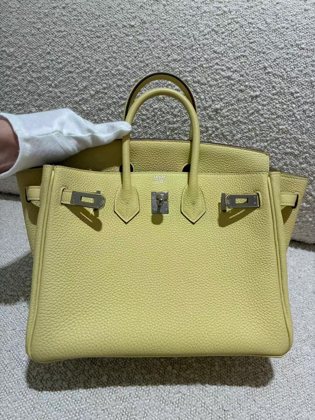 未使用保存品 HERMÈS 愛馬仕 Birkin 25 1Z 小雞黃 Jaune Poussin Togo小牛皮 銀扣 B刻 2023年 - 5