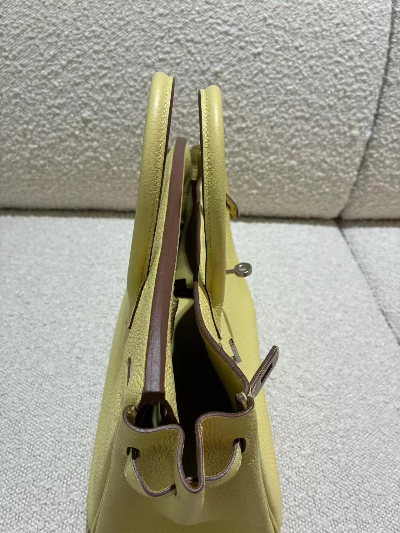 未使用保存品 HERMÈS 愛馬仕 Birkin 25 1Z 小雞黃 Jaune Poussin Togo小牛皮 銀扣 B刻 2023年 - 9