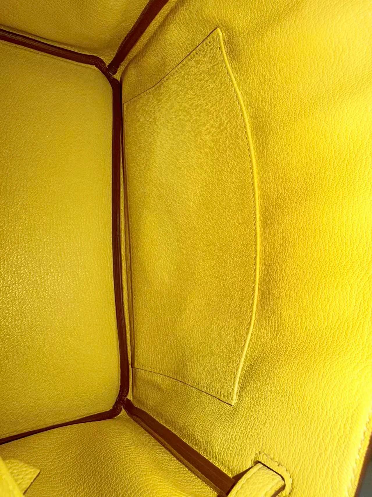 未使用保存品 HERMÈS 愛馬仕 Birkin 25 1Z 小雞黃 Jaune Poussin Togo小牛皮 銀扣 B刻 2023年 - 24