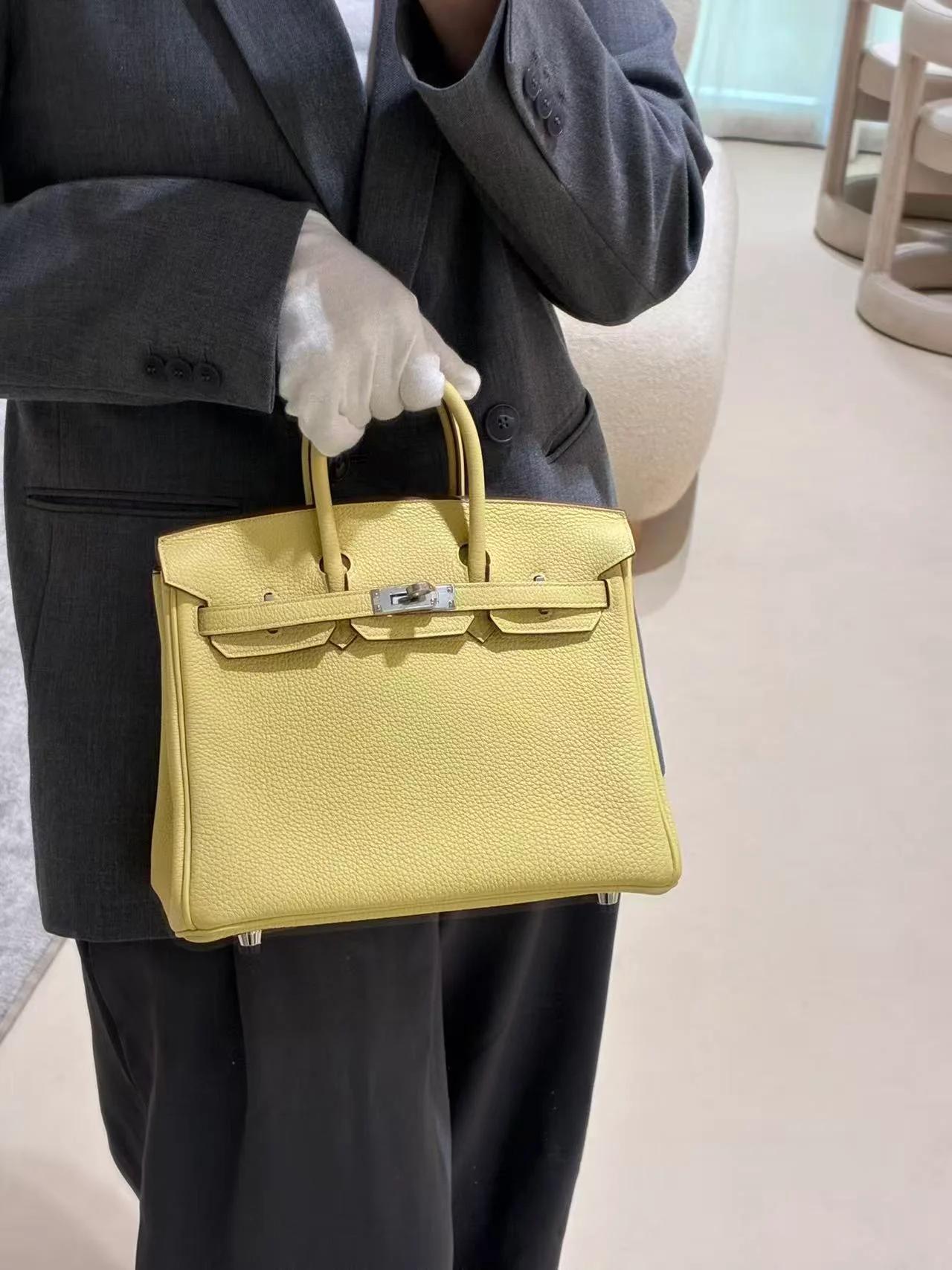 未使用保存品 HERMÈS 愛馬仕 Birkin 25 1Z 小雞黃 Jaune Poussin Togo小牛皮 銀扣 B刻 2023年 - 4