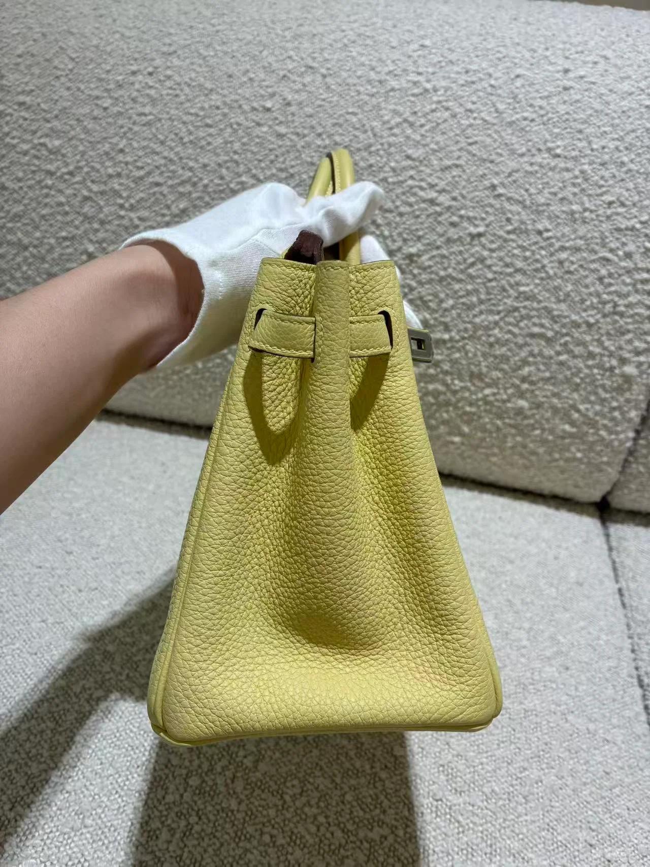 未使用保存品 HERMÈS 愛馬仕 Birkin 25 1Z 小雞黃 Jaune Poussin Togo小牛皮 銀扣 B刻 2023年 - 8