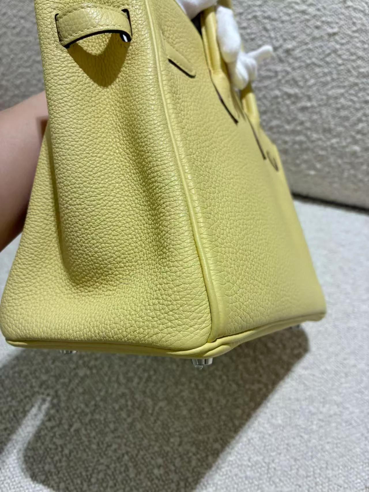 未使用保存品 HERMÈS 愛馬仕 Birkin 25 1Z 小雞黃 Jaune Poussin Togo小牛皮 銀扣 B刻 2023年 - 12