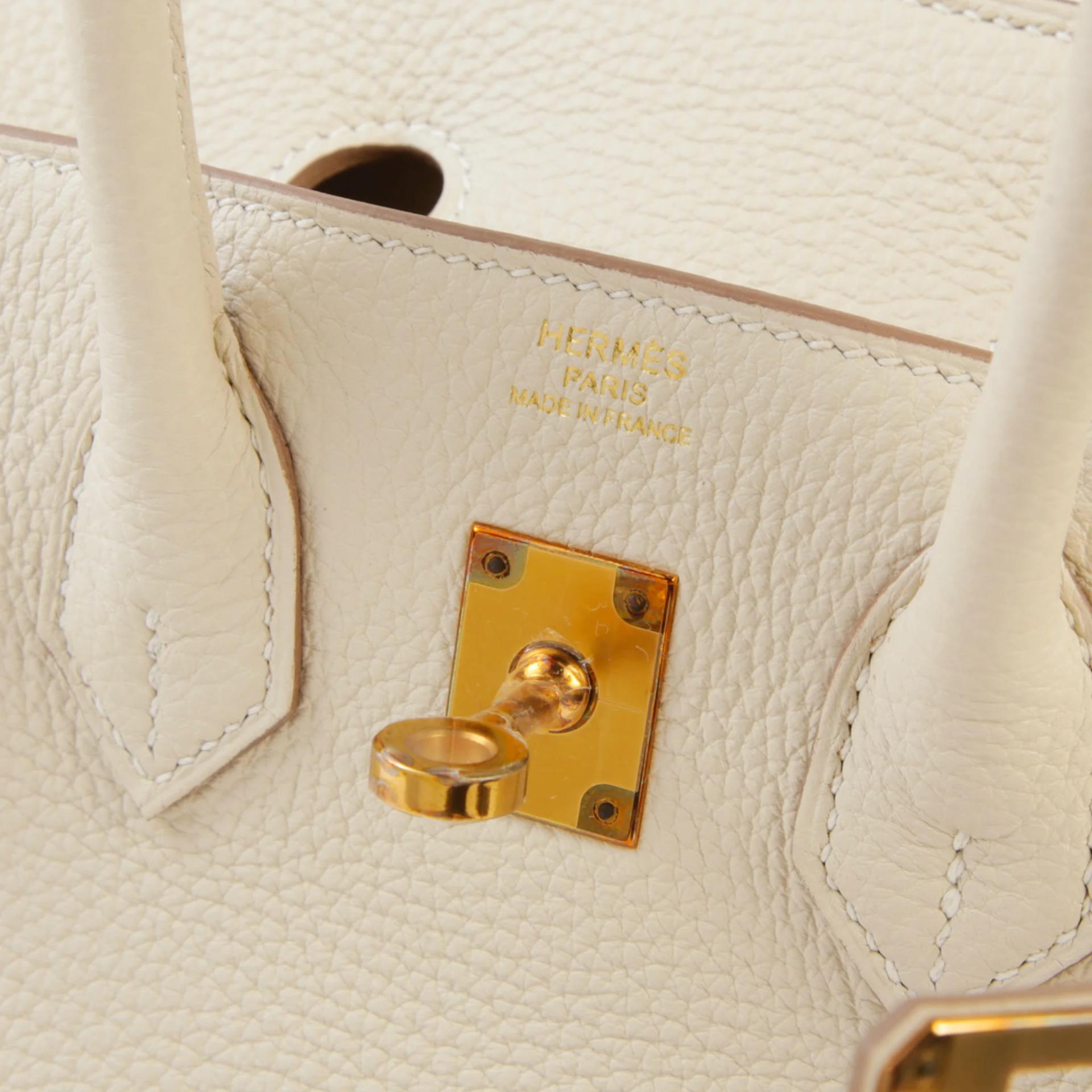 未使用保存品 HERMÈS 愛馬仕 Birkin 25 10 奶昔白 Craie Togo小牛皮 玫瑰金扣 Z刻 2021年 - 9