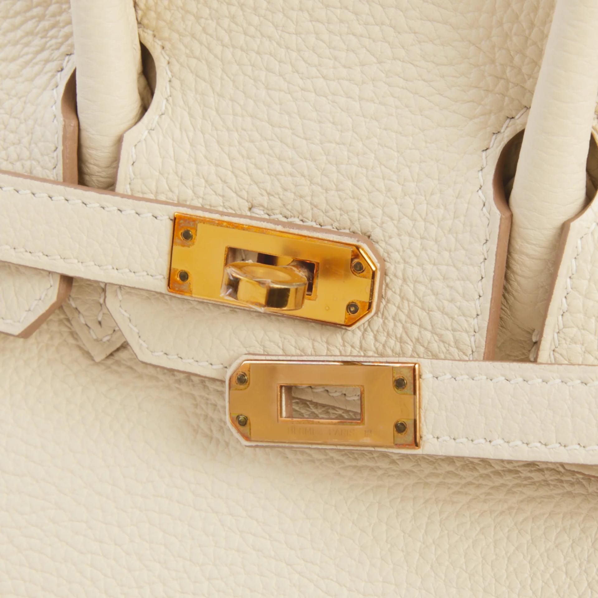 未使用保存品 HERMÈS 愛馬仕 Birkin 25 10 奶昔白 Craie Togo小牛皮 玫瑰金扣 Z刻 2021年 - 8