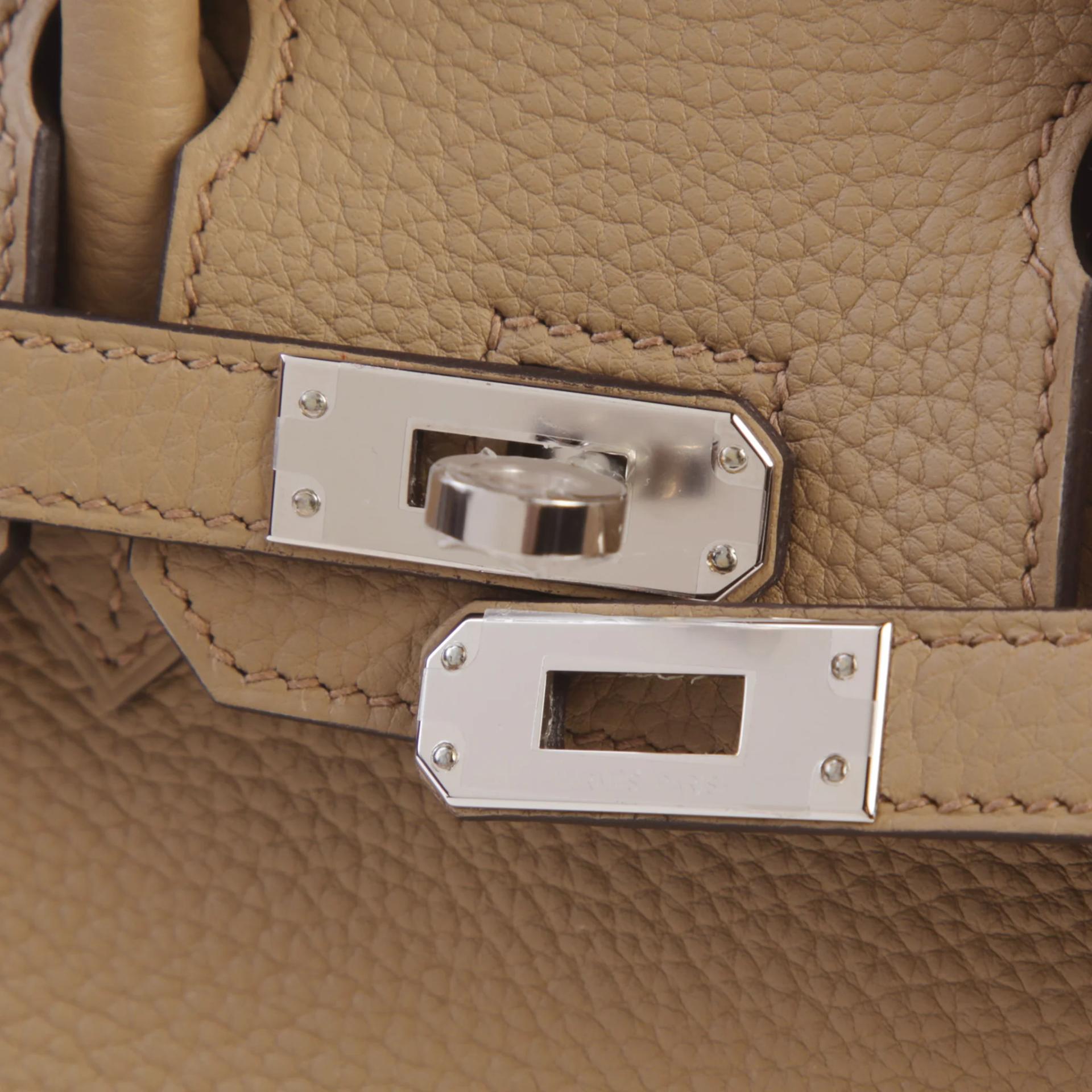 未使用保存品 HERMÈS 愛馬仕 Birkin 25 8Q 馬爾法米色 Beige Marfa Togo小牛皮 銀扣 B刻 2023年 - 8