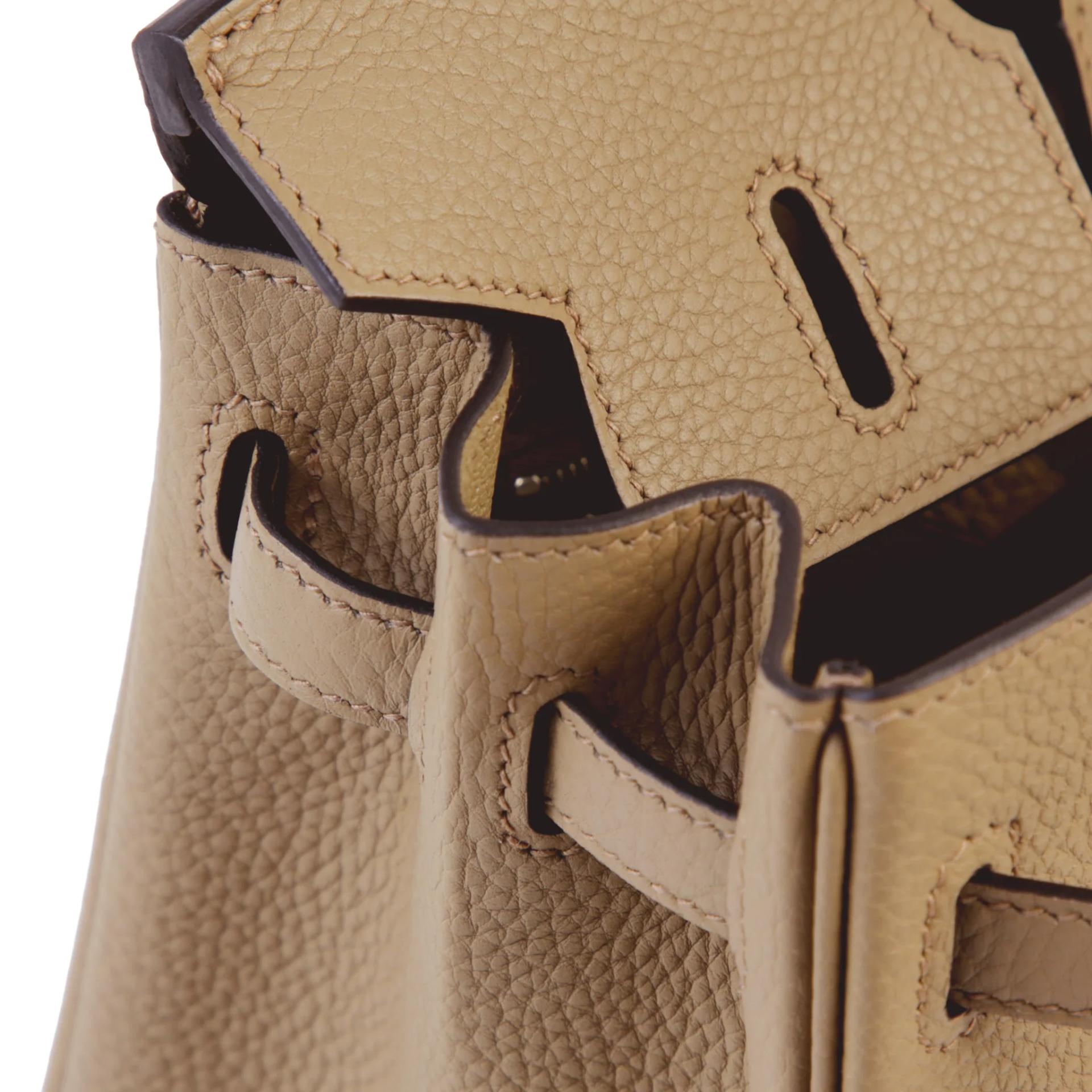 未使用保存品 HERMÈS 愛馬仕 Birkin 25 8Q 馬爾法米色 Beige Marfa Togo小牛皮 銀扣 B刻 2023年 - 12