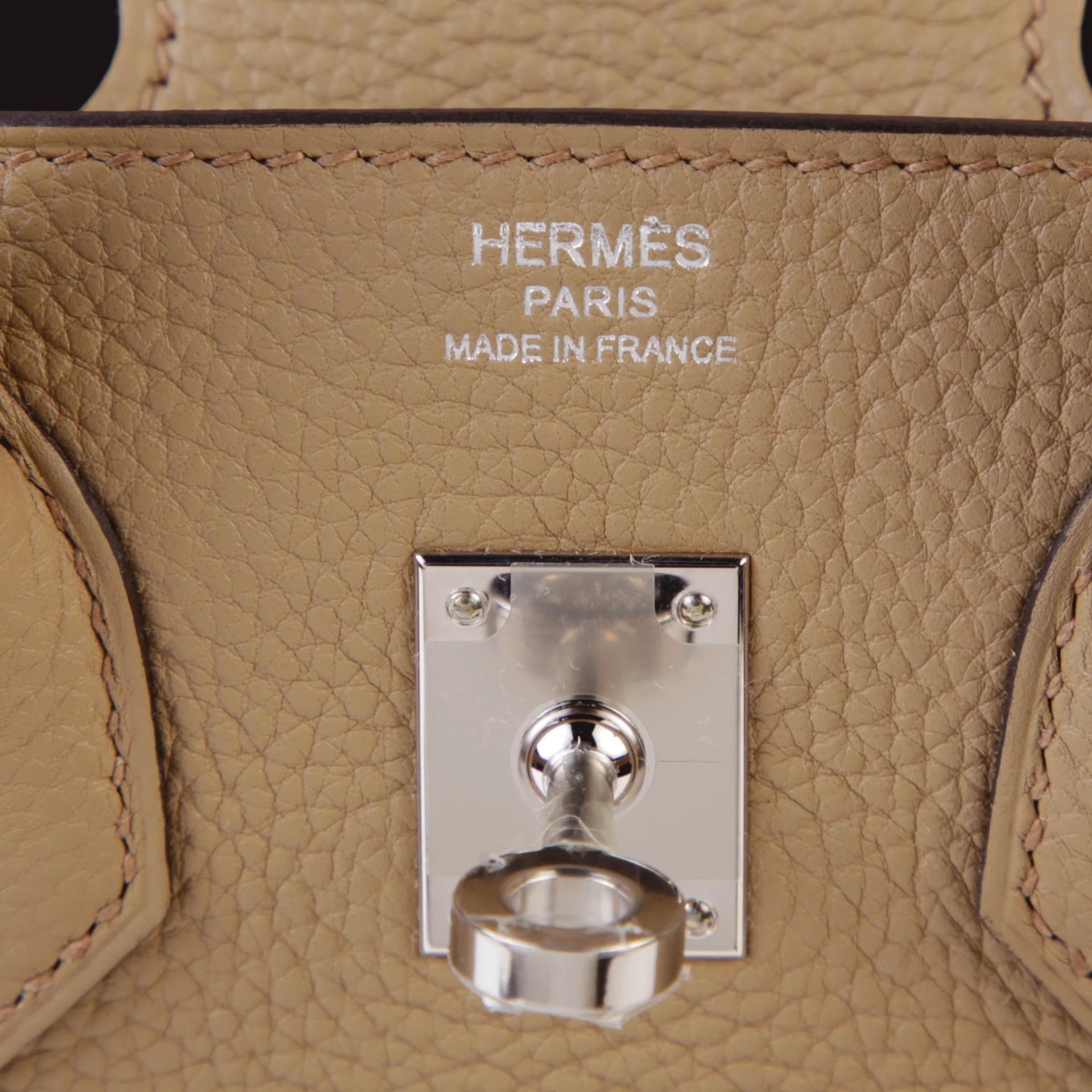 未使用保存品 HERMÈS 愛馬仕 Birkin 25 8Q 馬爾法米色 Beige Marfa Togo小牛皮 銀扣 B刻 2023年 - 9