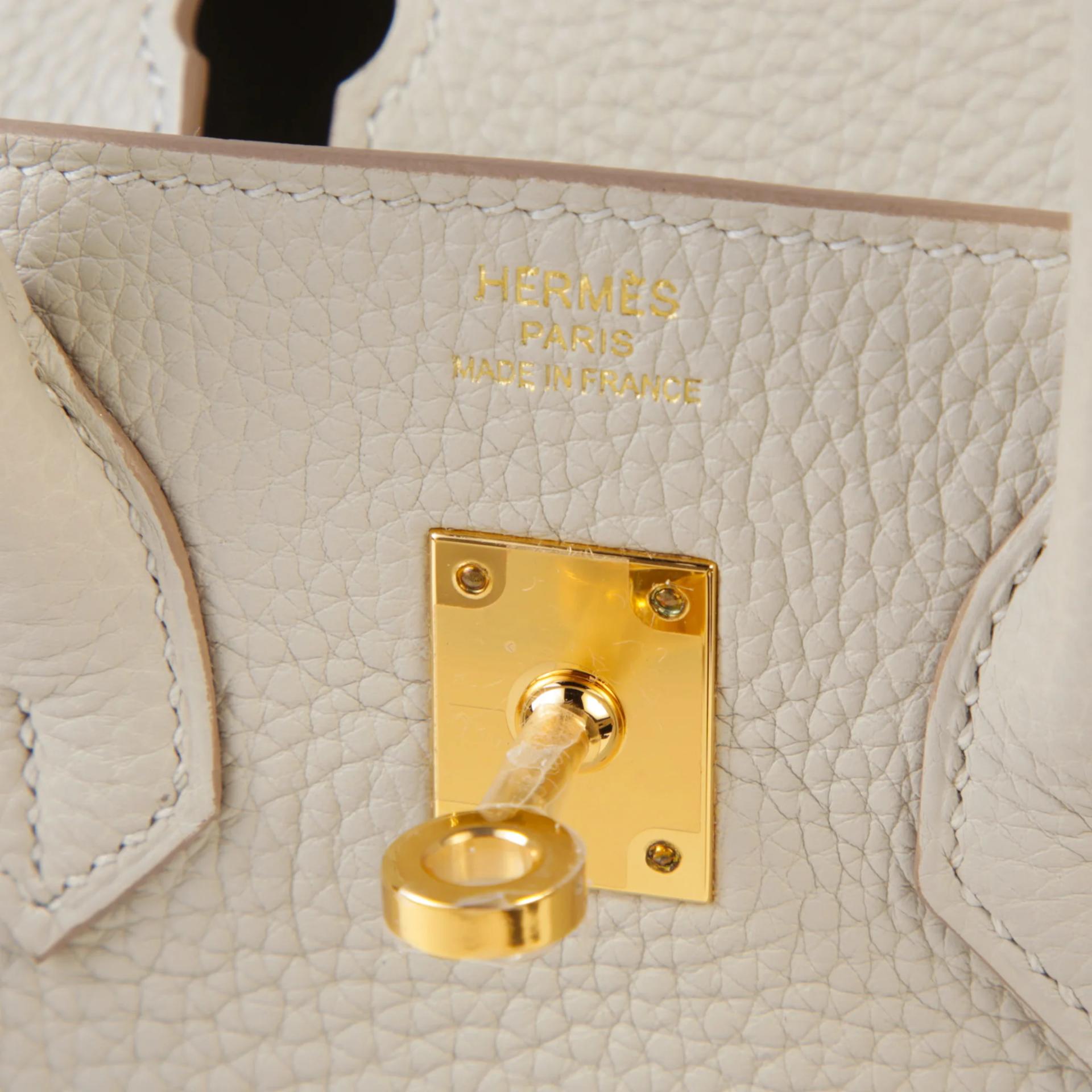 Unused ( Rank NS ) HERMÈS Birkin 25 Gris Perle (80) Togo Gold hardware U (2022) - 9