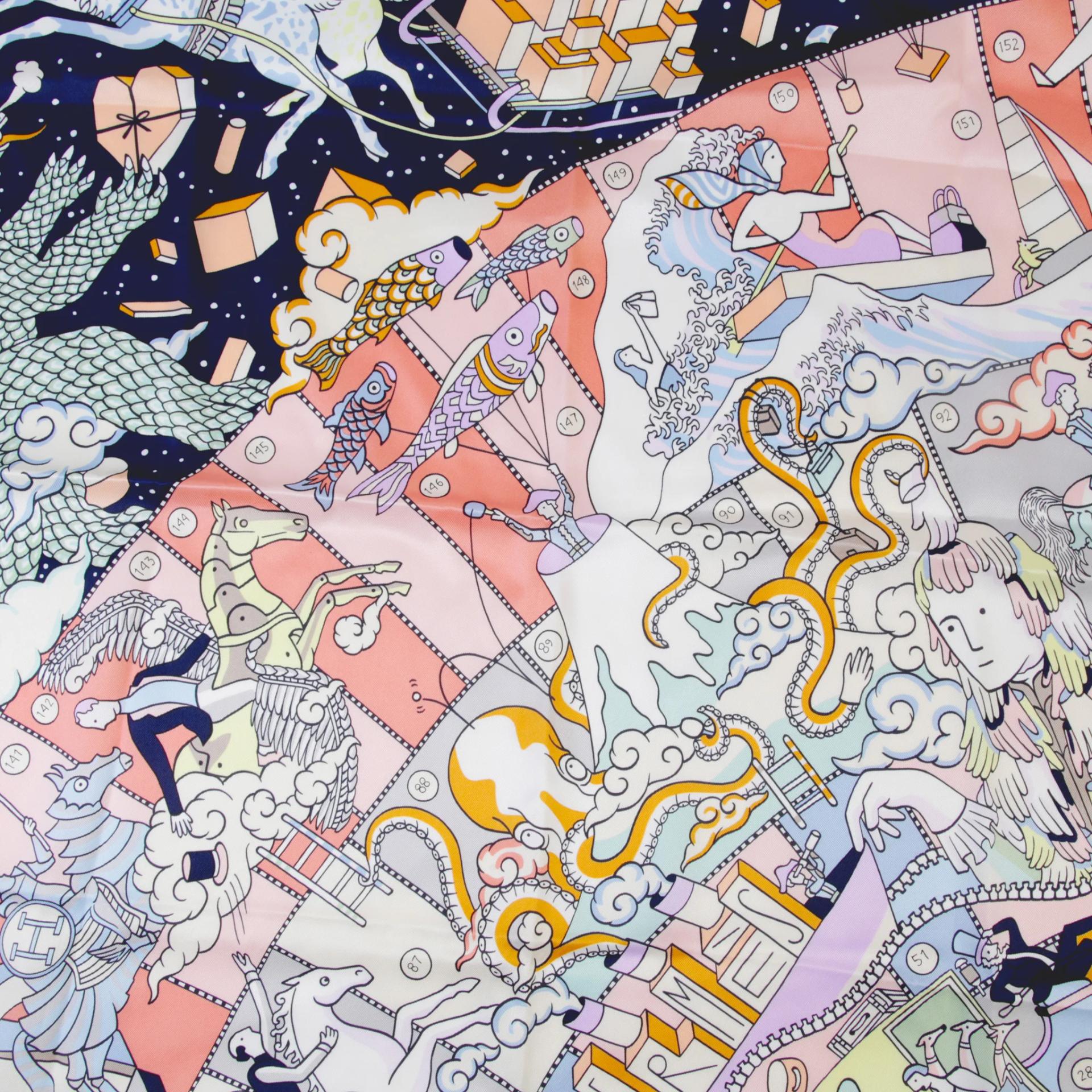 Carre 70 scarf L'EPOPEE D'HERMES Scarf Blue Marine (78)