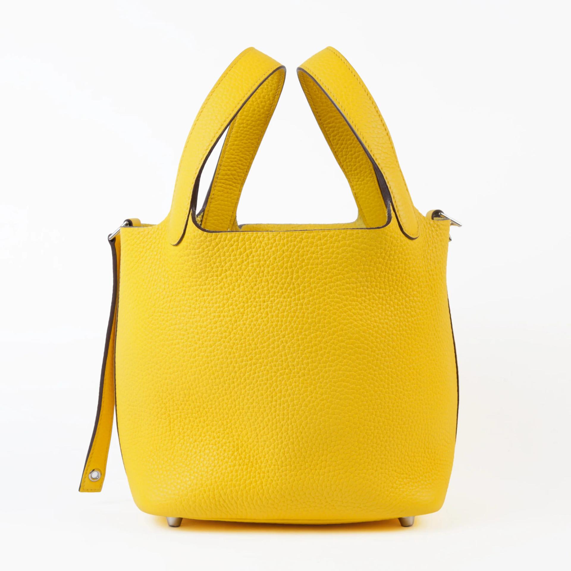 Excellent ( Rank SA ) HERMÈS Picotin Lock PM Jaune de Naples (9O) Clemence Palladium hardware Y (2020) - 5