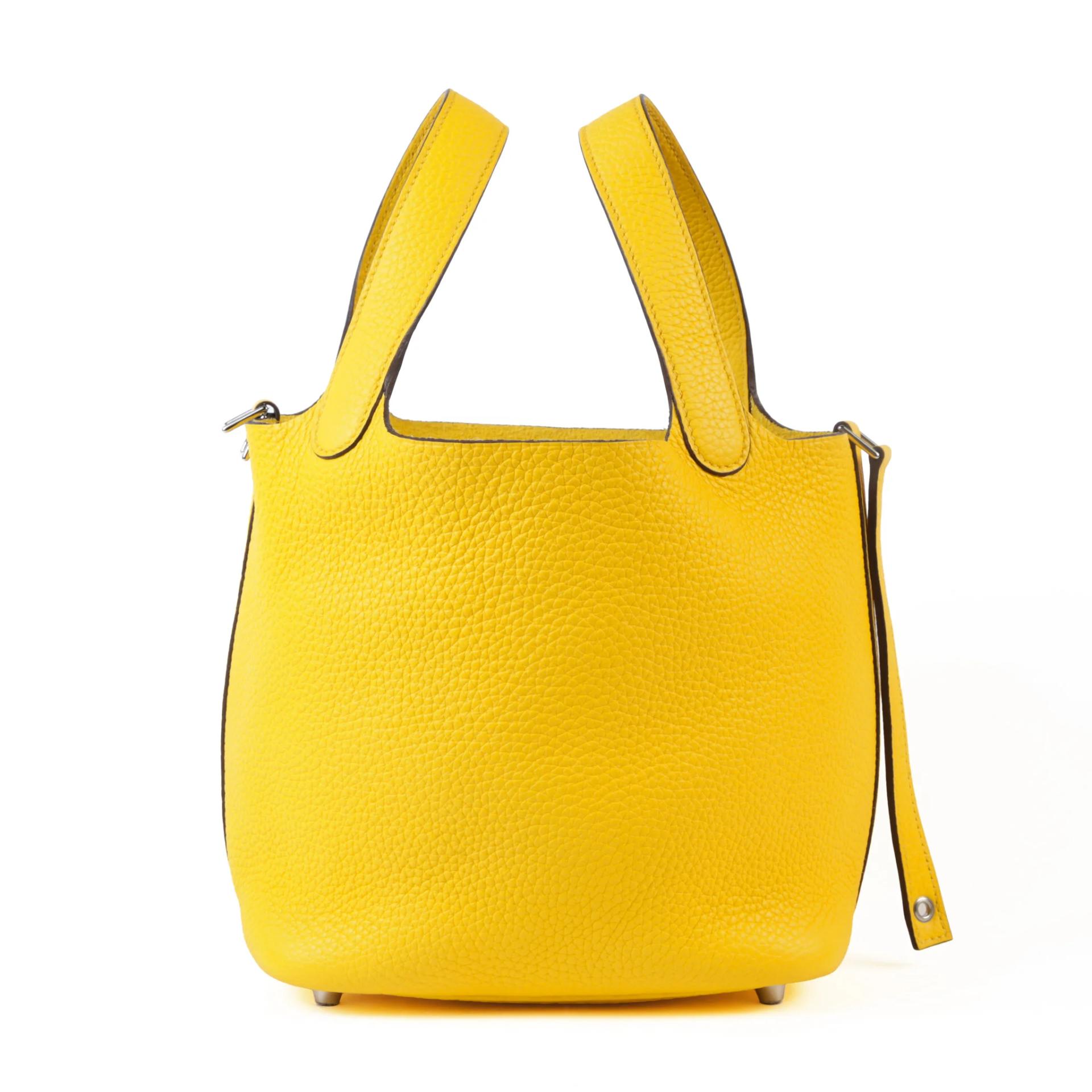 Excellent ( Rank SA ) HERMÈS Picotin Lock PM Jaune de Naples (9O) Clemence Palladium hardware Y (2020) - 4