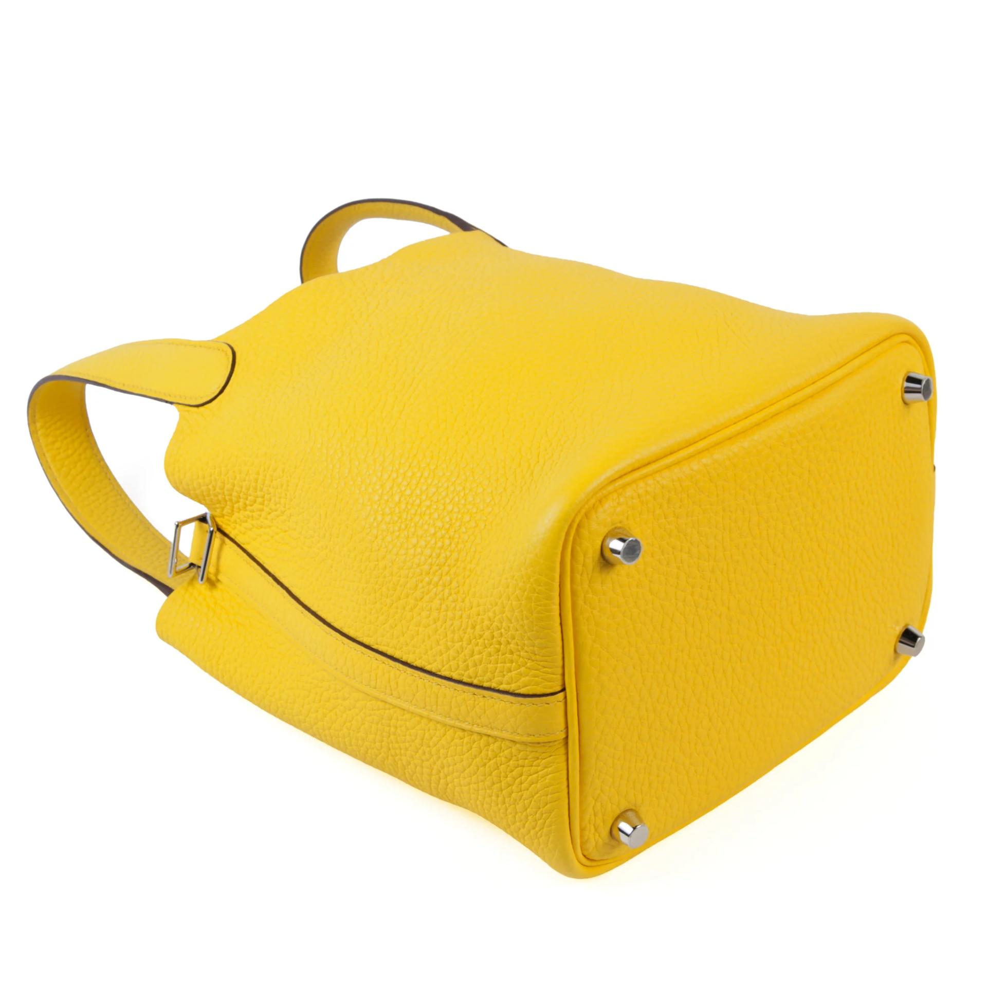 Excellent ( Rank SA ) HERMÈS Picotin Lock PM Jaune de Naples (9O) Clemence Palladium hardware Y (2020) - 8