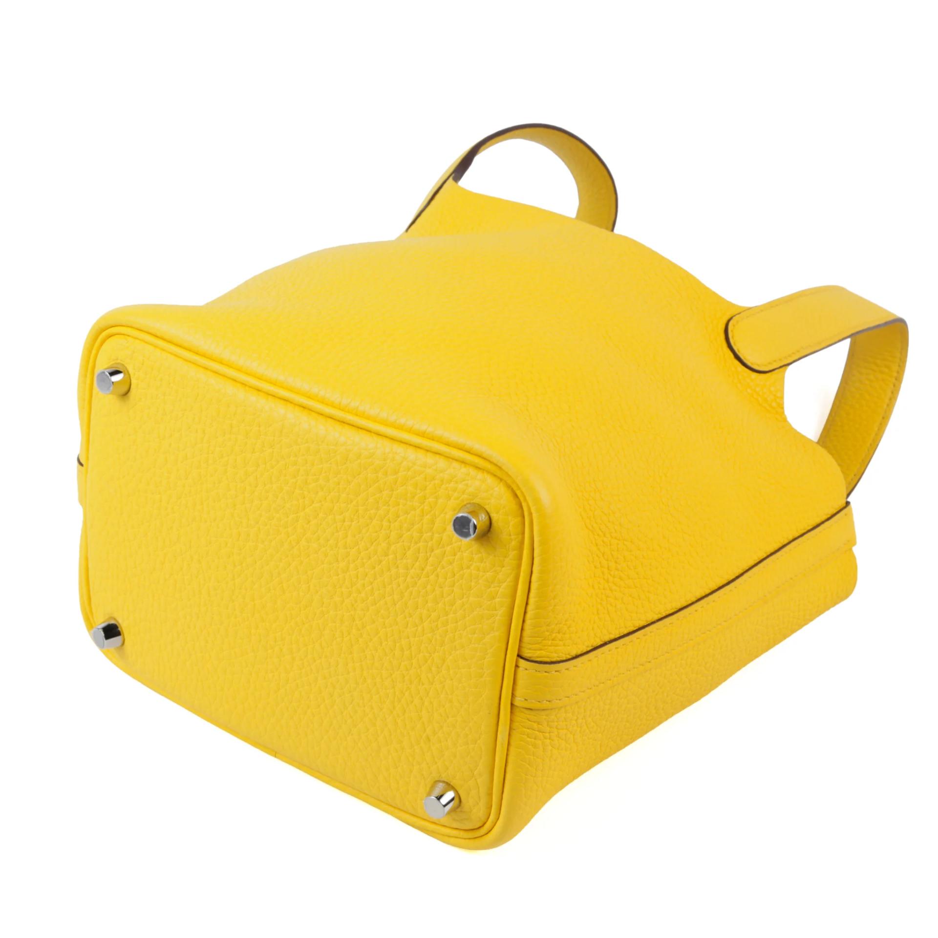 Excellent ( Rank SA ) HERMÈS Picotin Lock PM Jaune de Naples (9O) Clemence Palladium hardware Y (2020) - 9