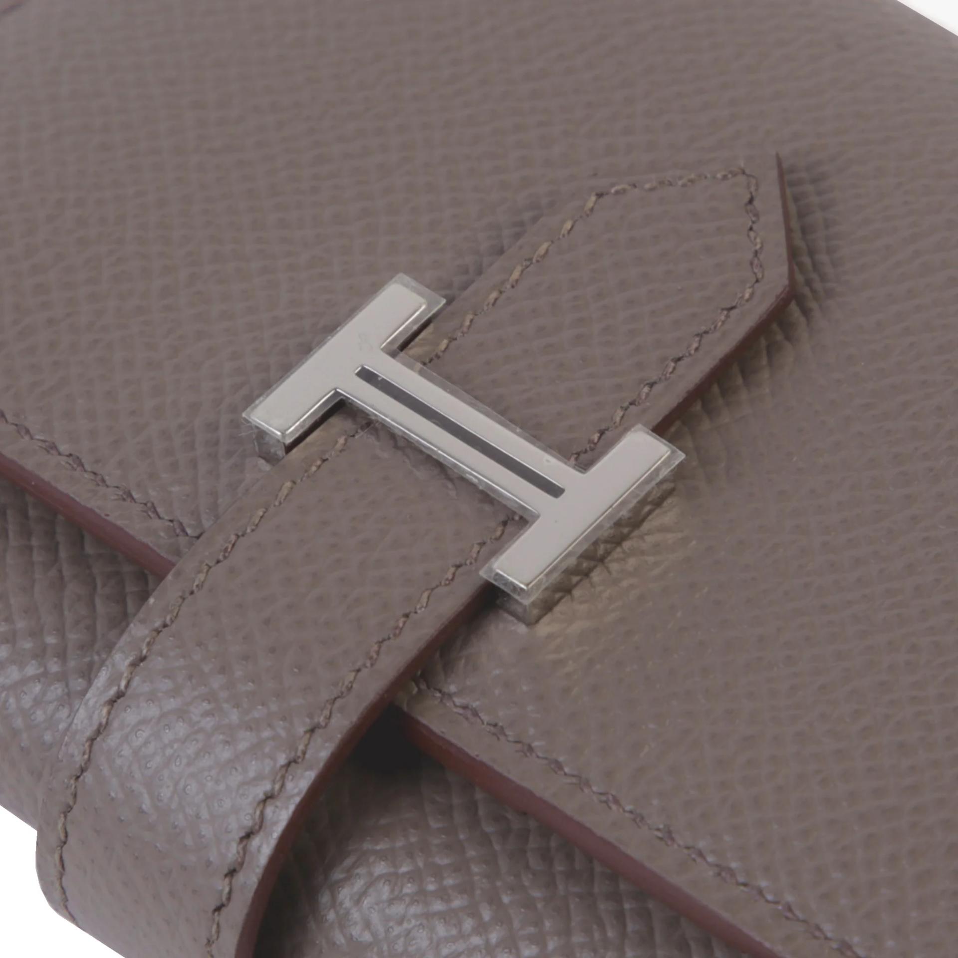 Unused ( Rank NS ) HERMÈS Bearn Combine Tri-fold Wallet Etain (8F) Epsom Palladium hardware Z (2021) - 5