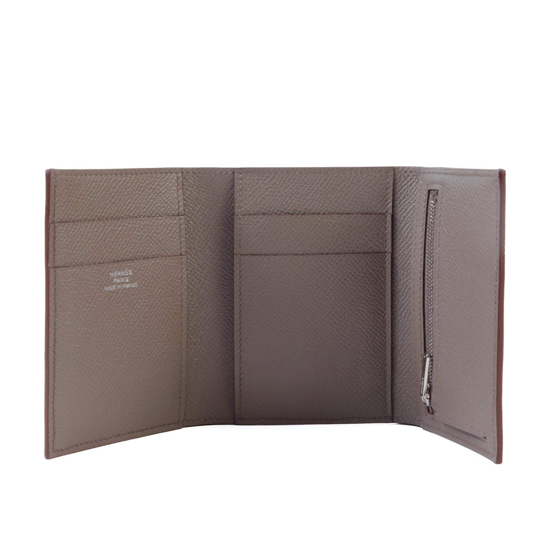 Unused ( Rank NS ) HERMÈS Bearn Combine Tri-fold Wallet Etain (8F) Epsom Palladium hardware Z (2021) - 6