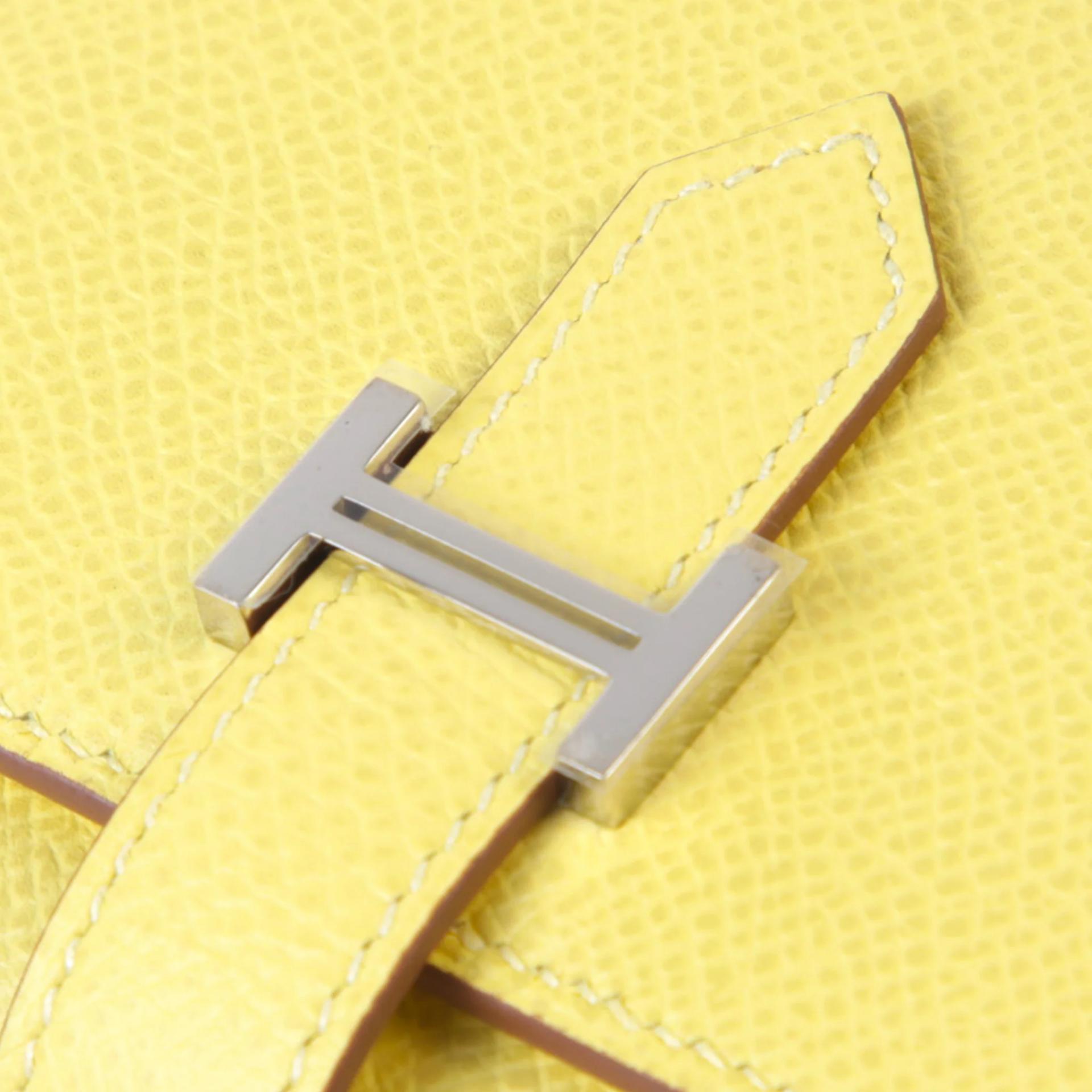 Unused ( Rank NS ) HERMÈS Bearn Combine Tri-fold Wallet Jaune Poussin (1Z) Nata (I2) Epsom Palladium hardware Z (2021) - 5