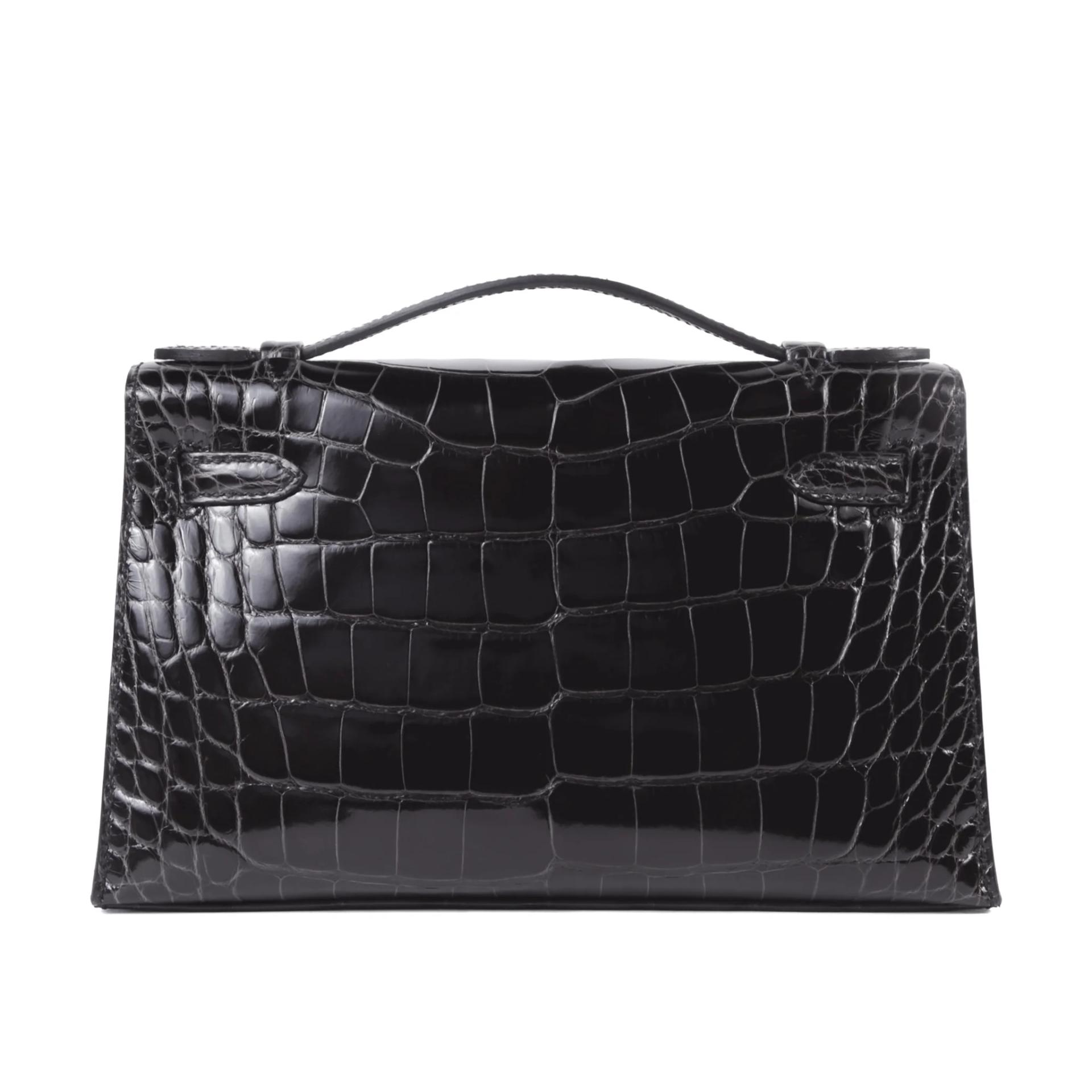 Unused ( Rank NS ) HERMÈS Kelly Pochette Verso Graphite (88) Nata (I2) Shiny Alligator Palladium hardware K (2025) - 2
