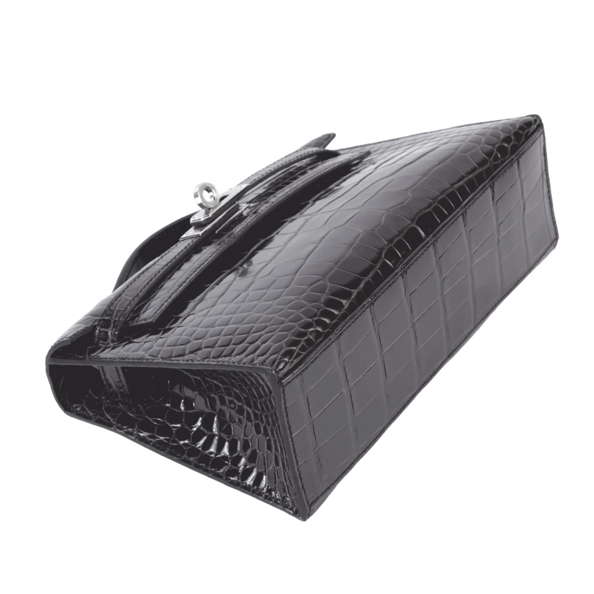 Unused ( Rank NS ) HERMÈS Kelly Pochette Verso Graphite (88) Nata (I2) Shiny Alligator Palladium hardware K (2025) - 4