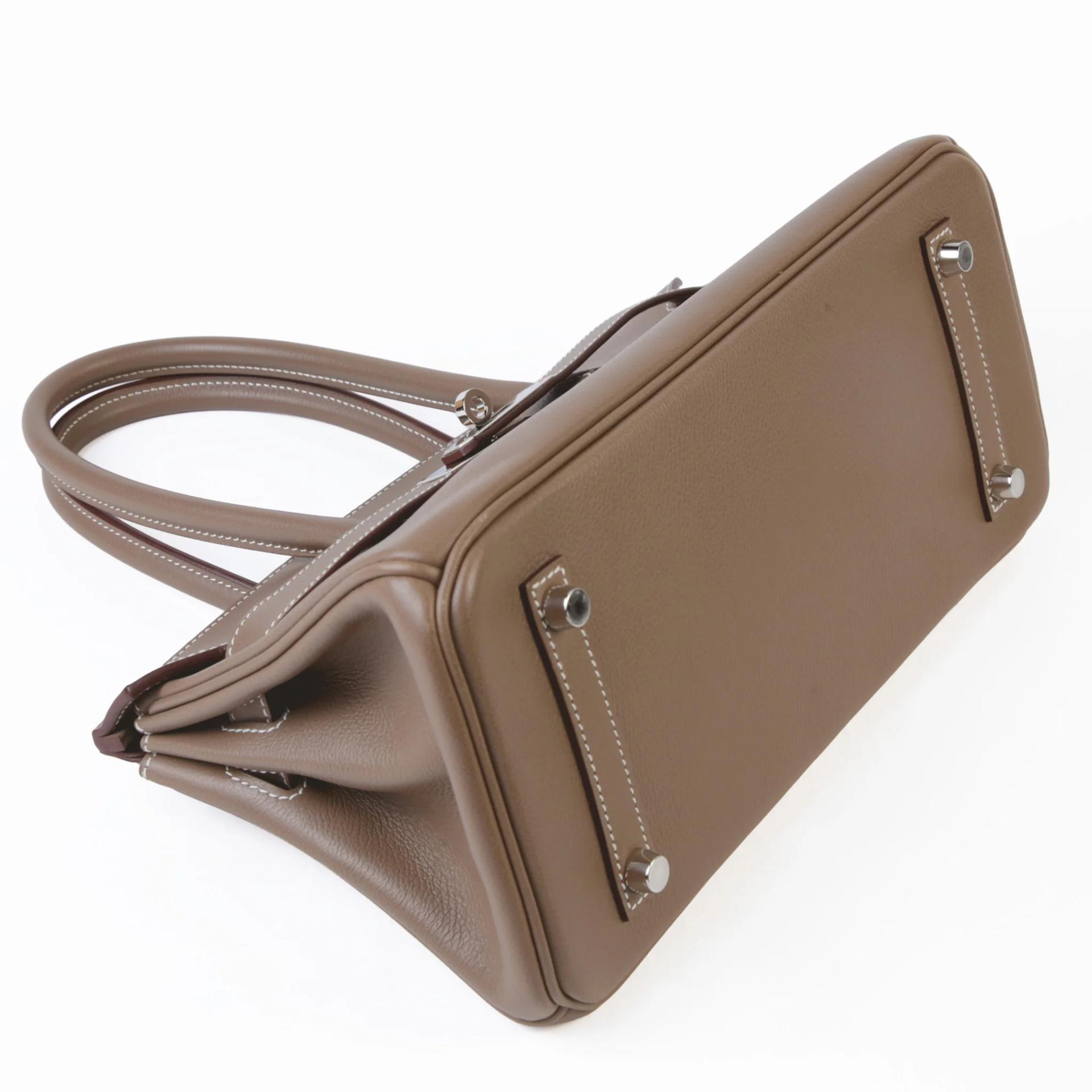Very Good ( Rank A) HERMÈS Birkin Shoulder Light 29 Etoupe (18) Evercolor Palladium hardware K (2025) - 4